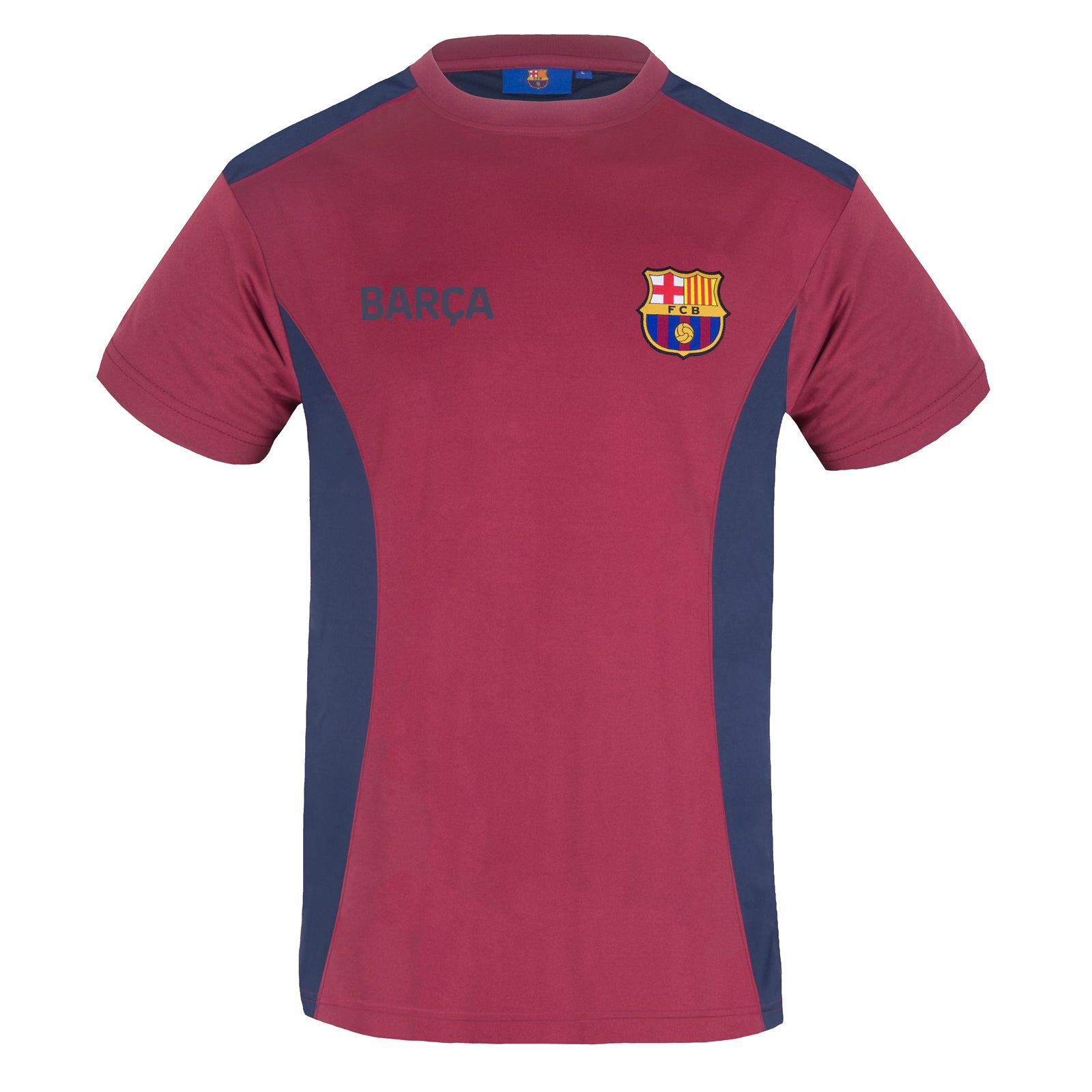 FC Barcelona adults T-shirt in navy & red stripe with club crest to chest