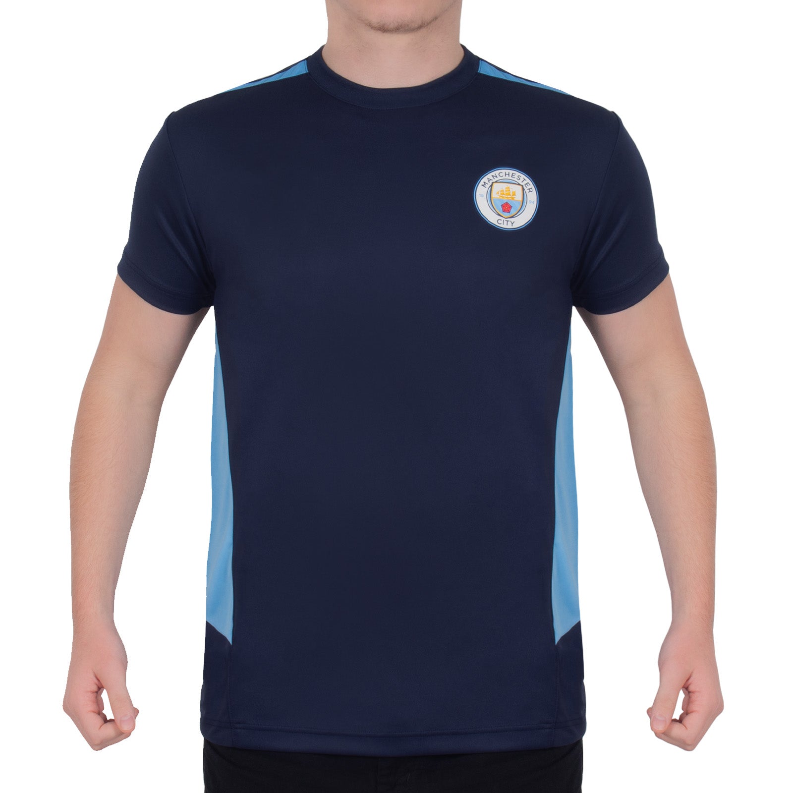 Man City adults T-shirt in navy blue with club crest to chest