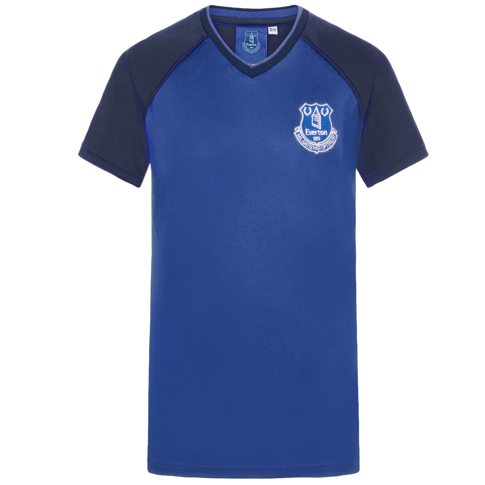 Everton adults V neck T-shirt in royal blue with club crest to chest