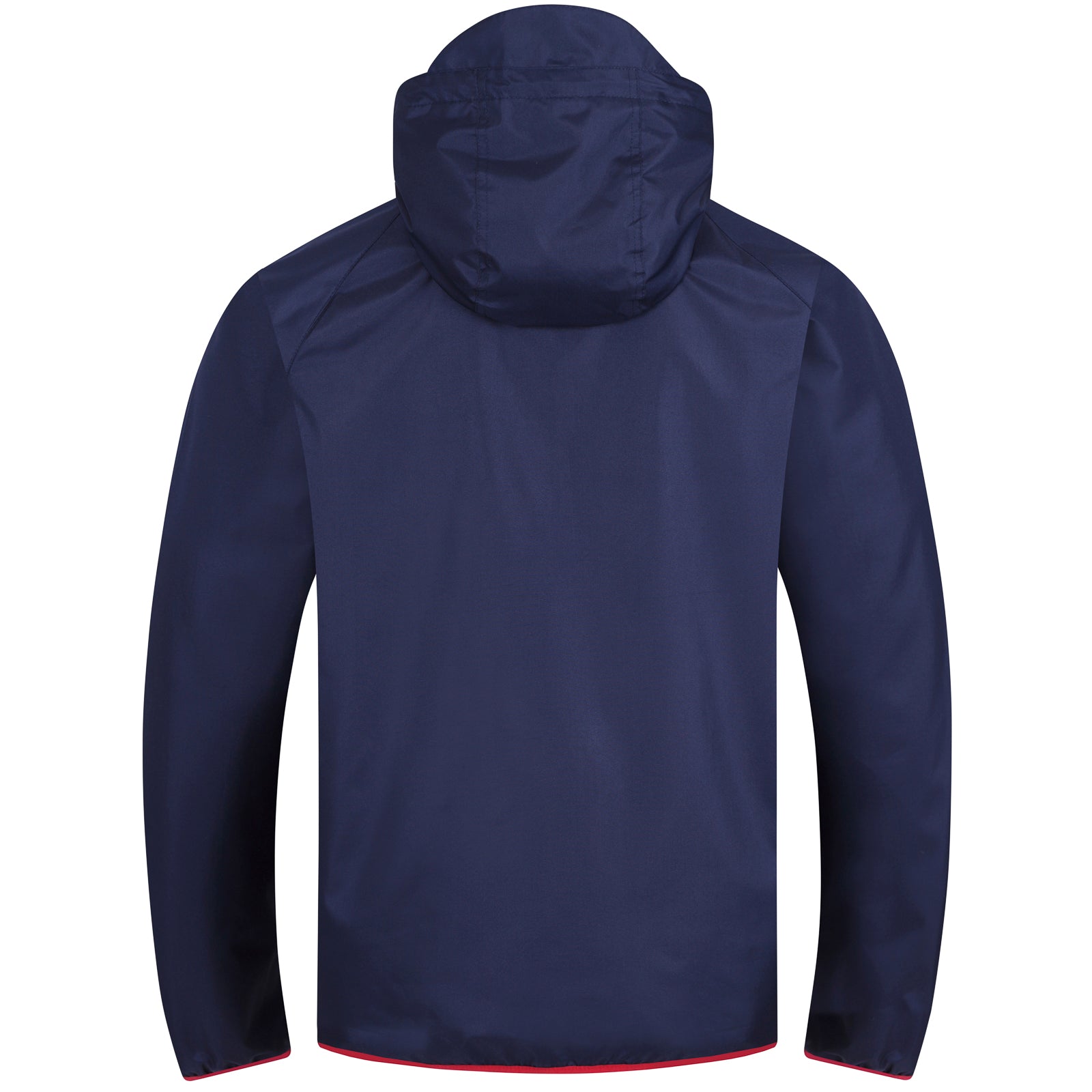 Arsenal adults shower jacket with hood in navy with club crest to chest.