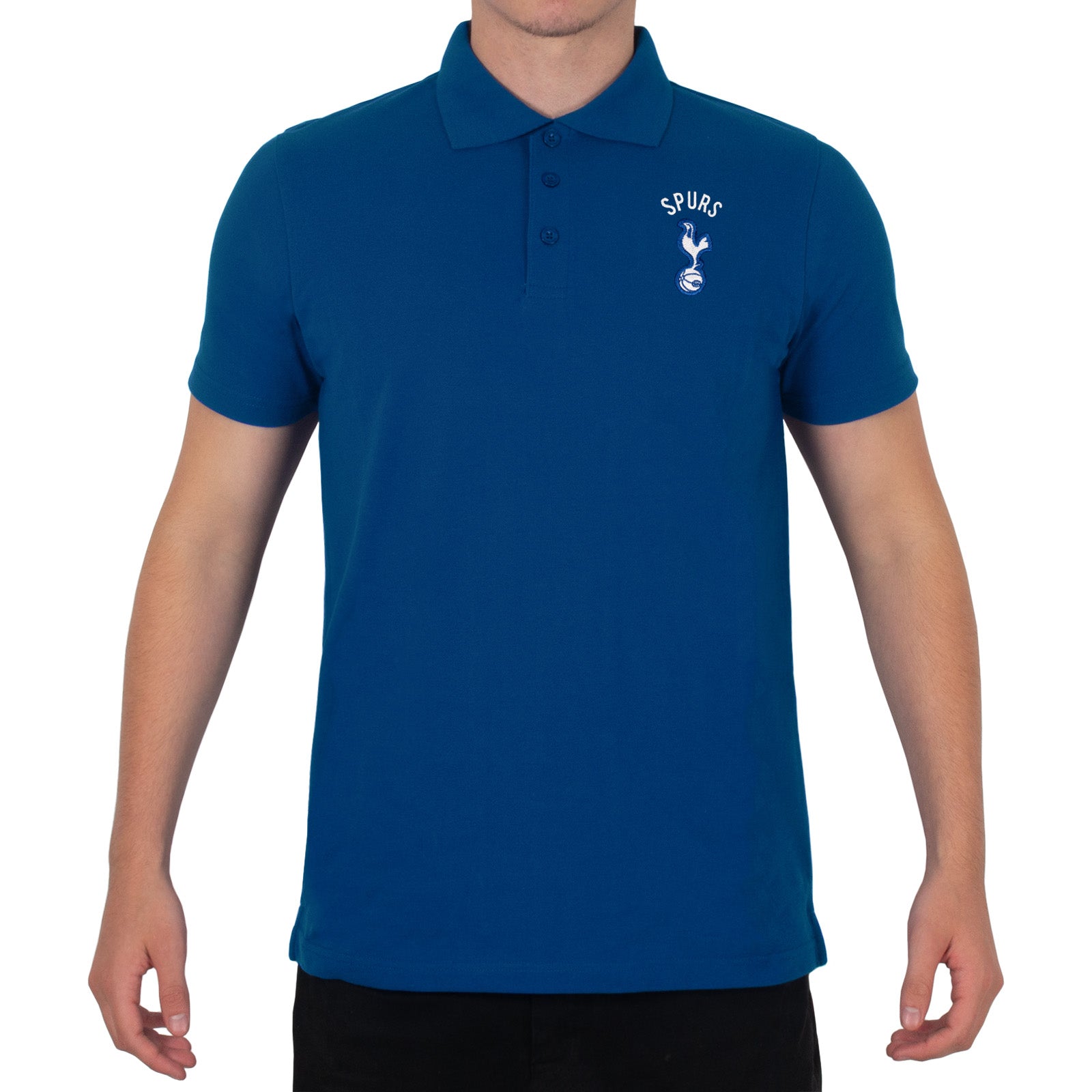 Spurs adults polo shirt in marine with Spurs badge and text to chest.