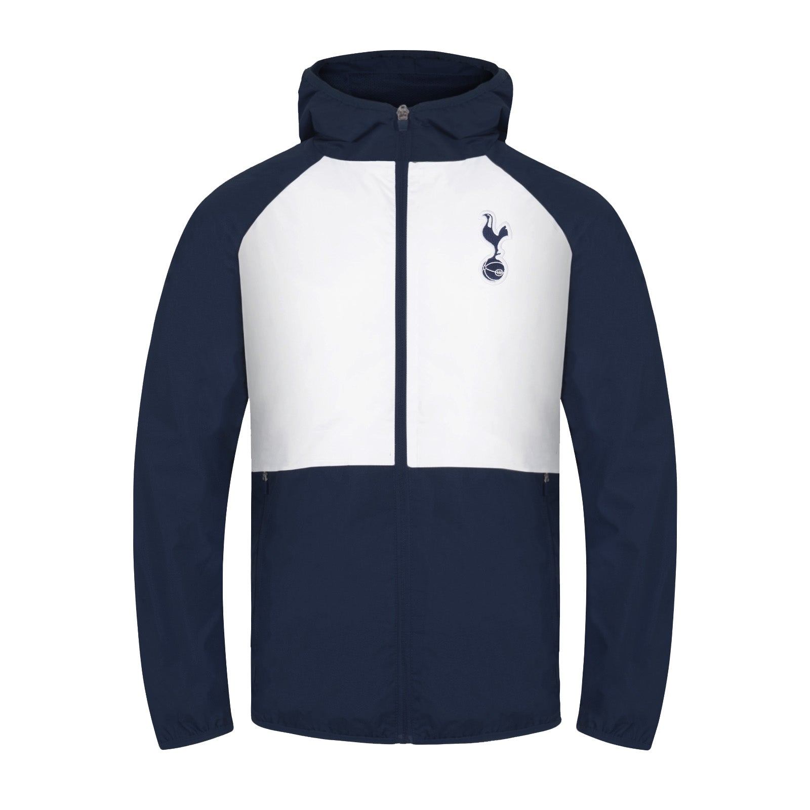 Spurs kids shower jacket in white with club crest to the chest.