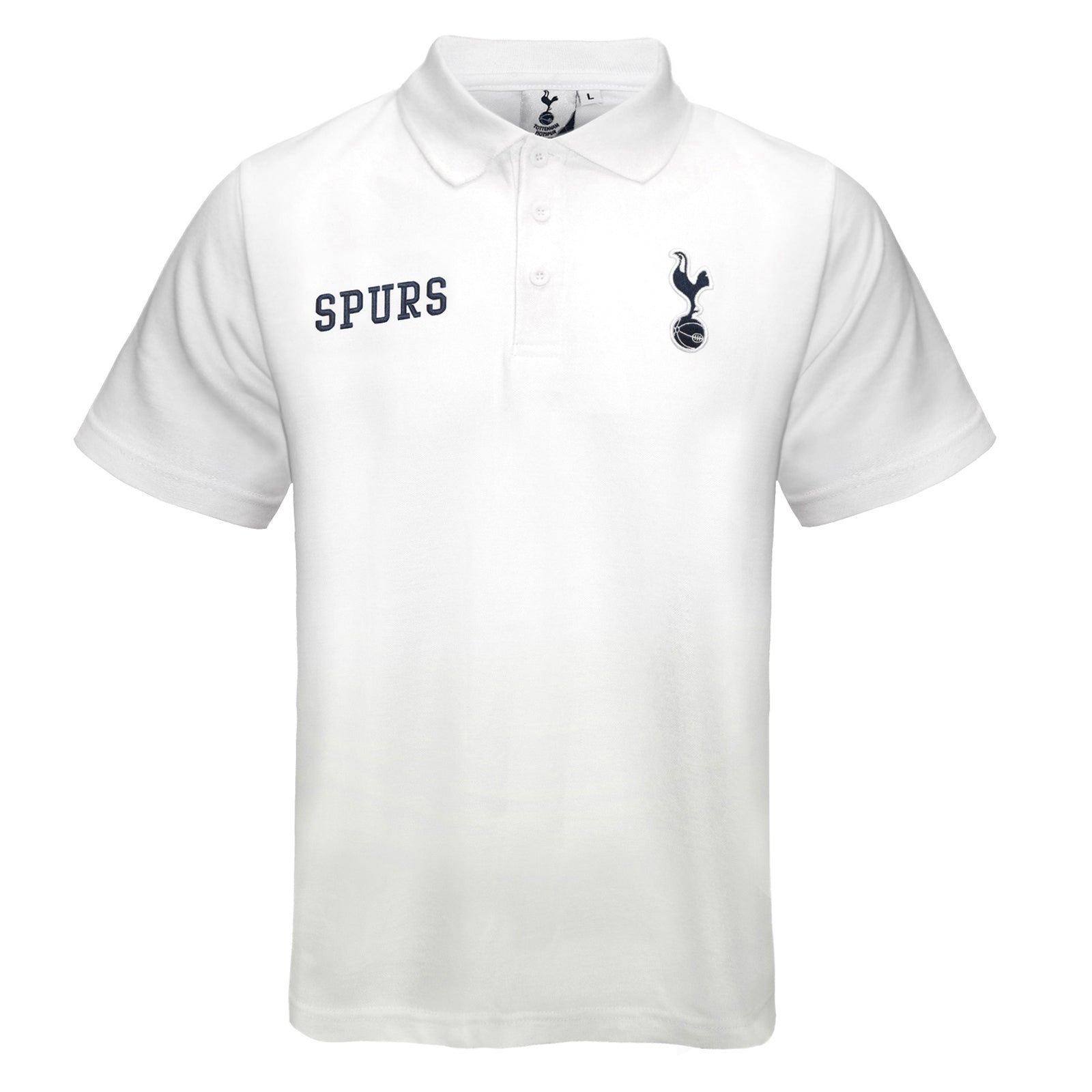 Spurs kids polo shirt in white with Spurs badge to the chest.