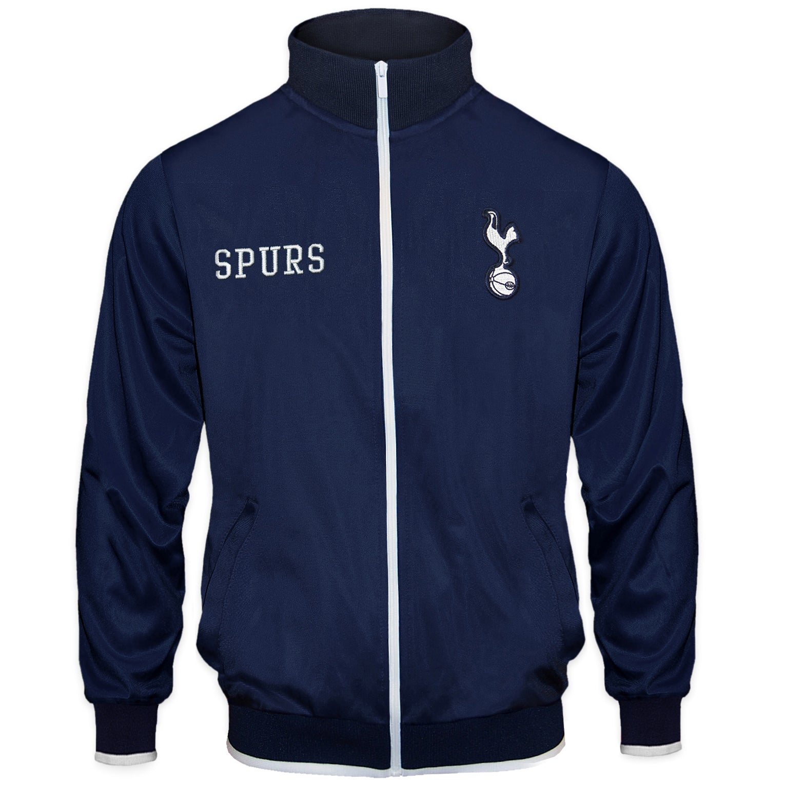 Spurs kids retro track jacket in navy blue with club crest to chest.