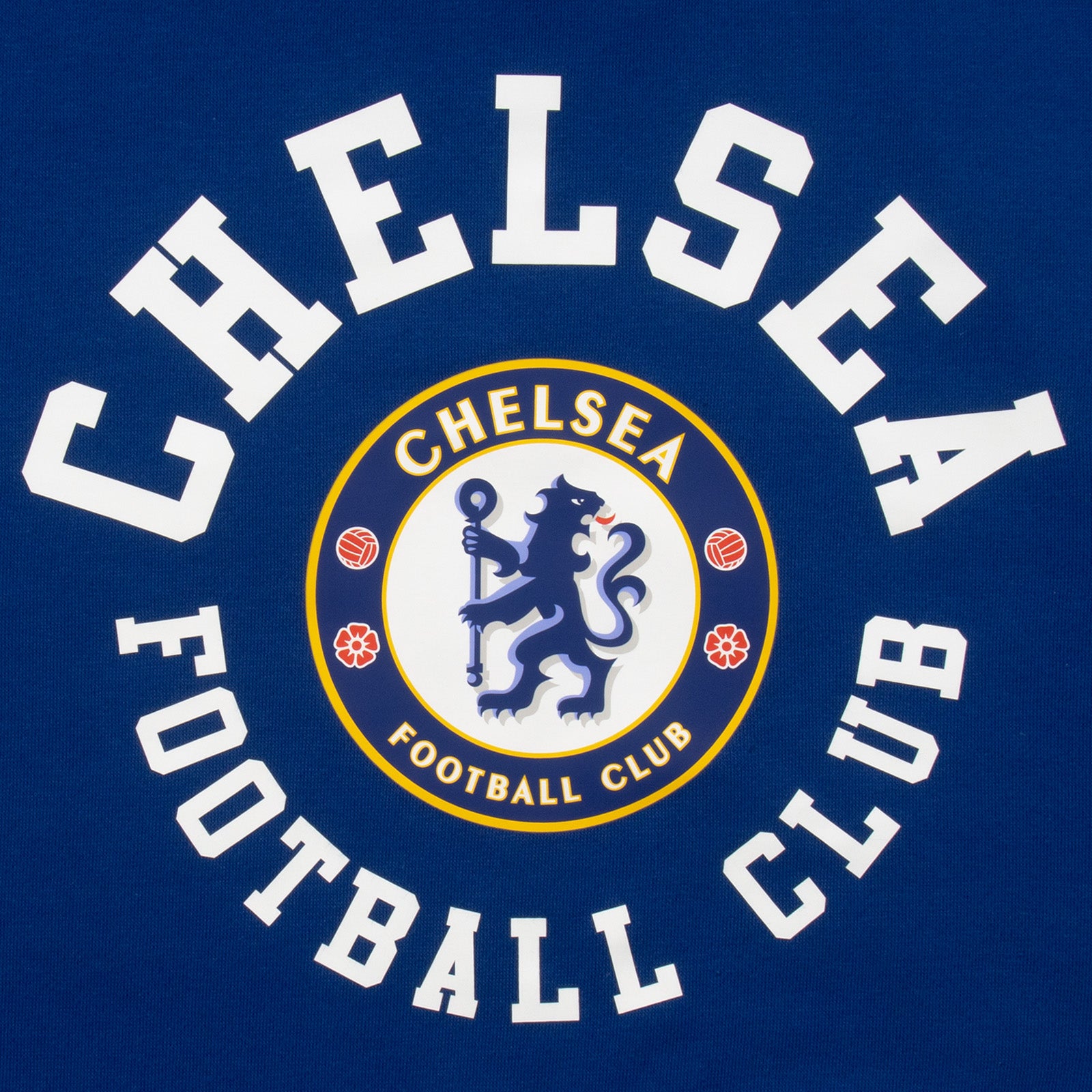 Chelsea adults hoodie in royal blue with the club crest & text print to front.