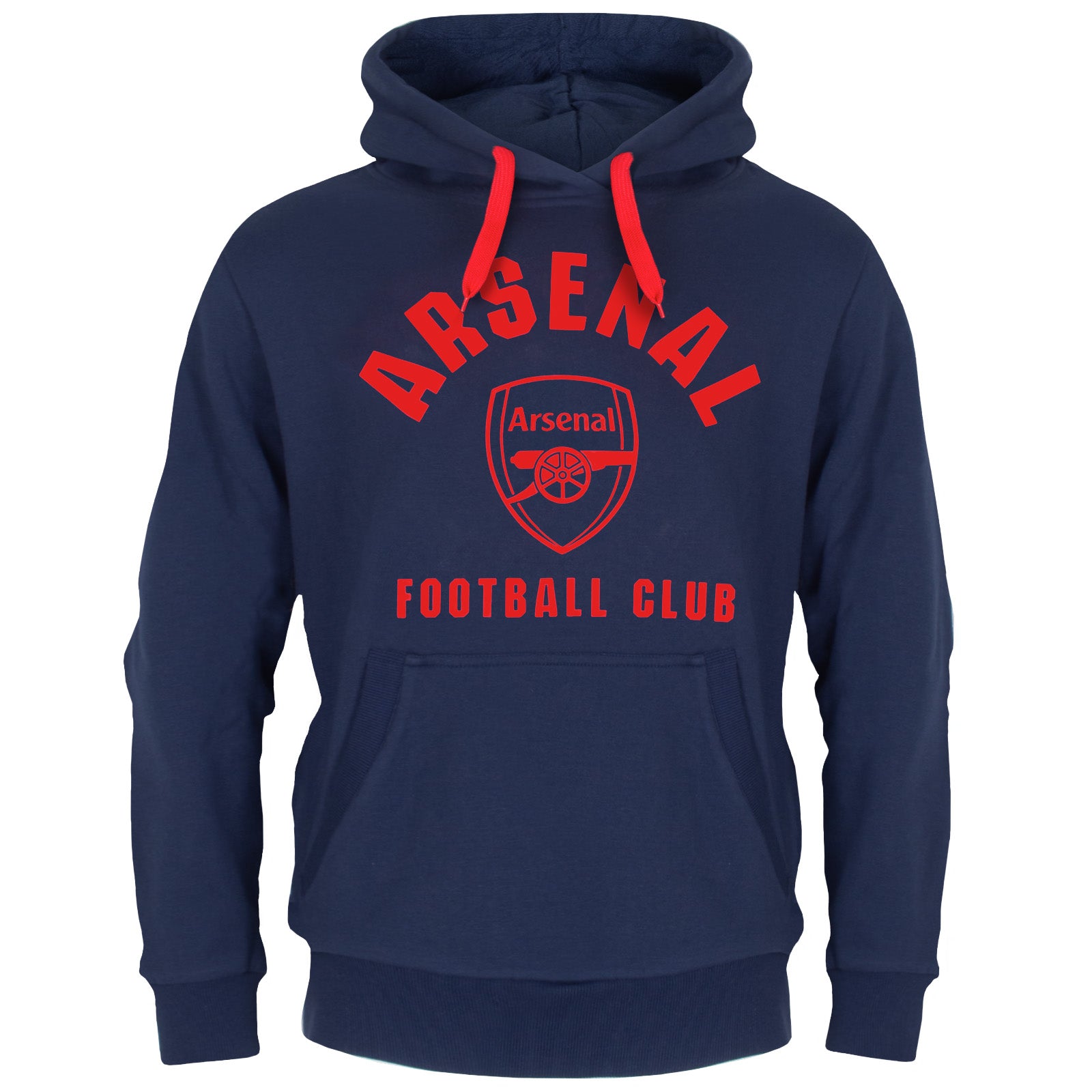 Arsenal adults graphic hoodie in navy blue with Gunners crest to the centre of the front.