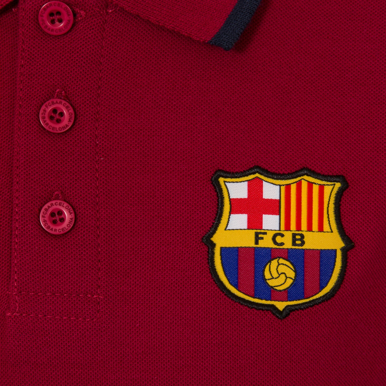 FC Barcelona kids polo shirt in red with FCB logo and 3D Barca text to chest