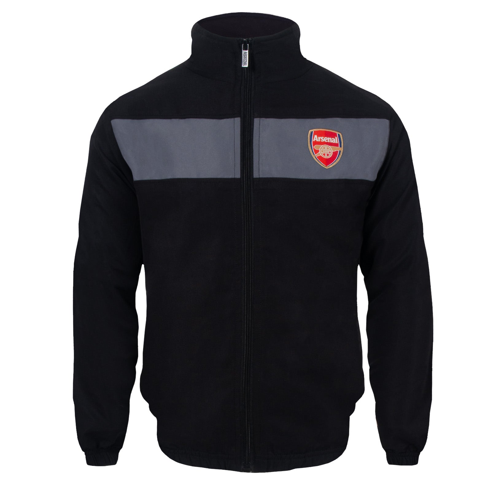 Arsenal kids tracksuit in black with club crest to chest and left thigh