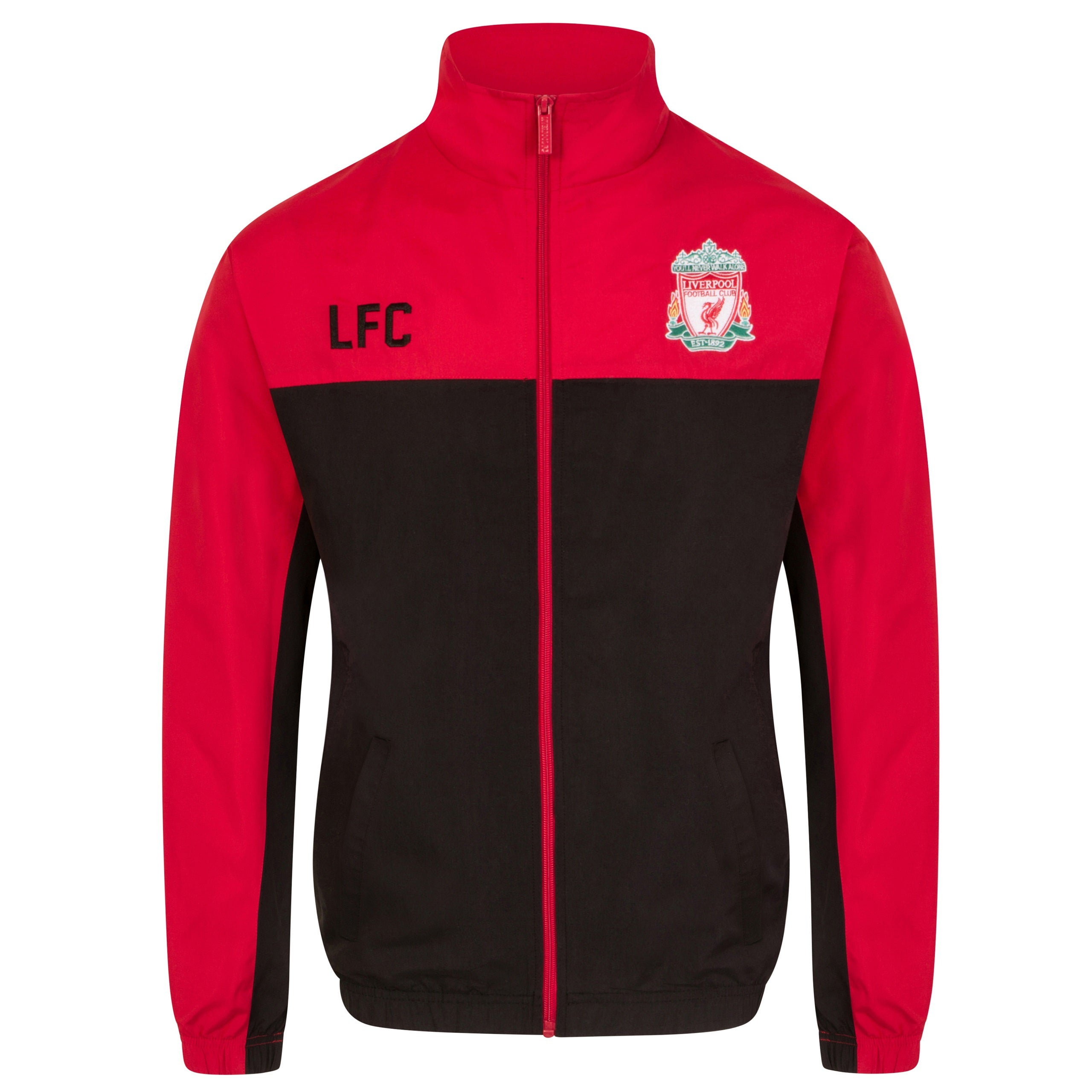 Liverpool kids tracksuit in red with club crest to chest and left thigh