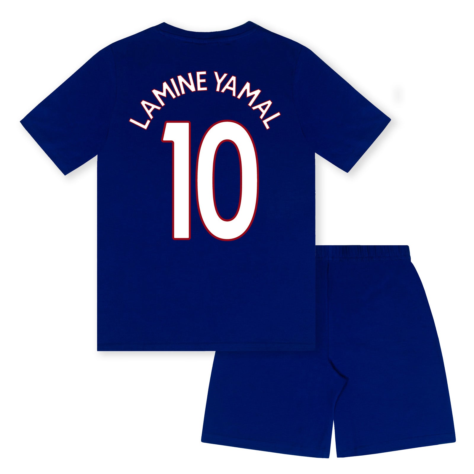FC Barcelona kids short pyjamas in reflex blue. Short sleeve top with graphic club crest and shorts with crest to the leg