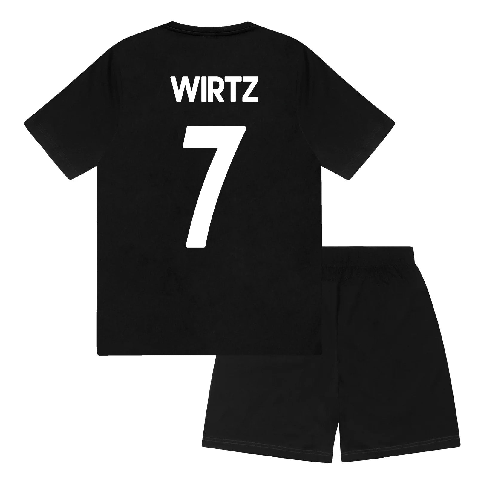 Liverpool kids pyjamas in black. Short sleeve top with graphic and shorts with logo to the left leg