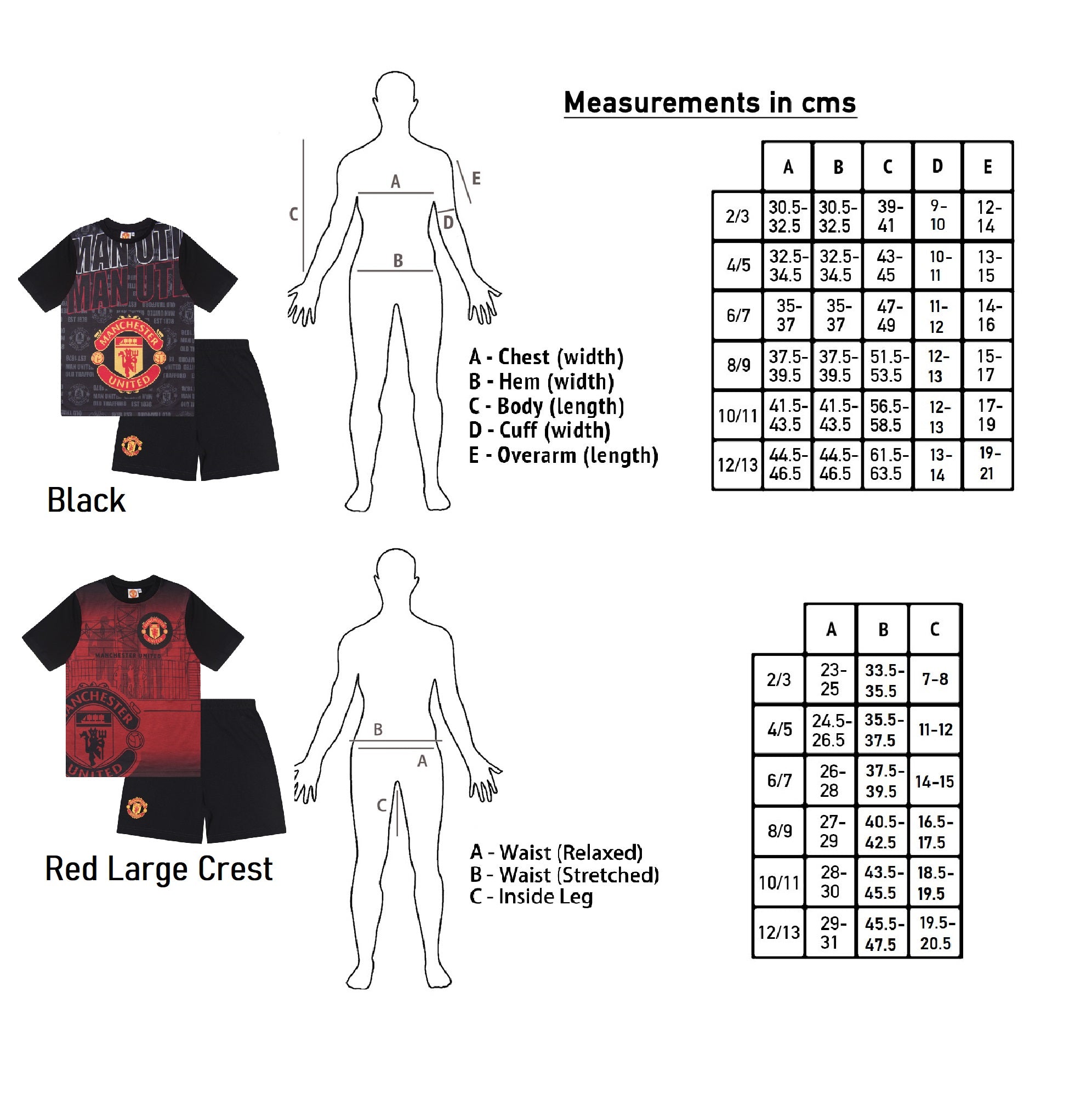 Manchester United short pyjamas for kids in black