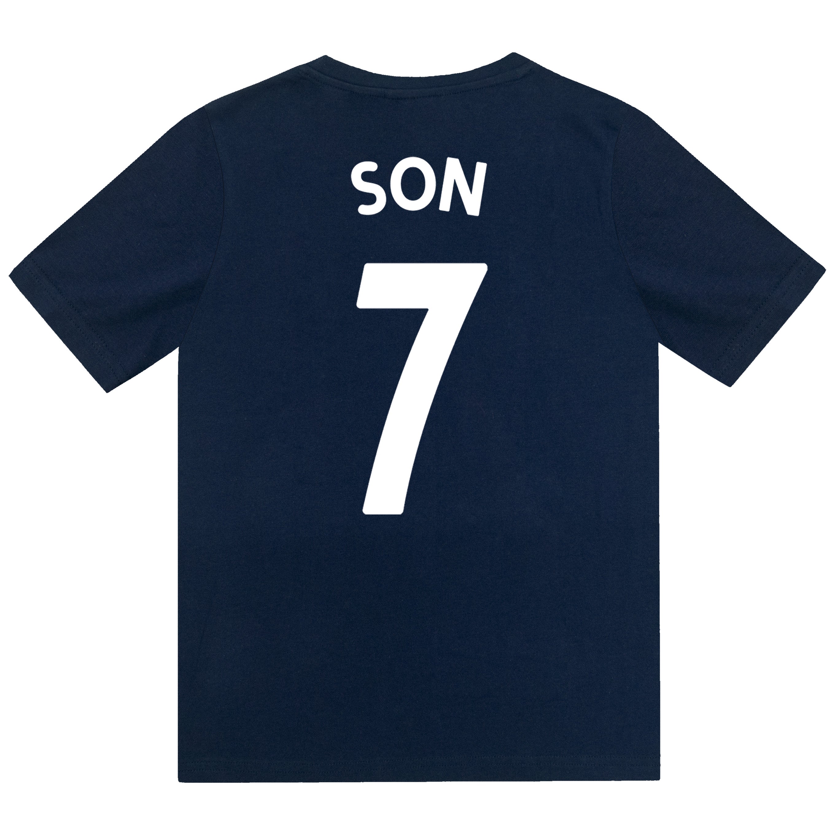 Spurs kids short pyjamas in navy blue. Short sleeve top with graphic and shorts with crest to the left leg