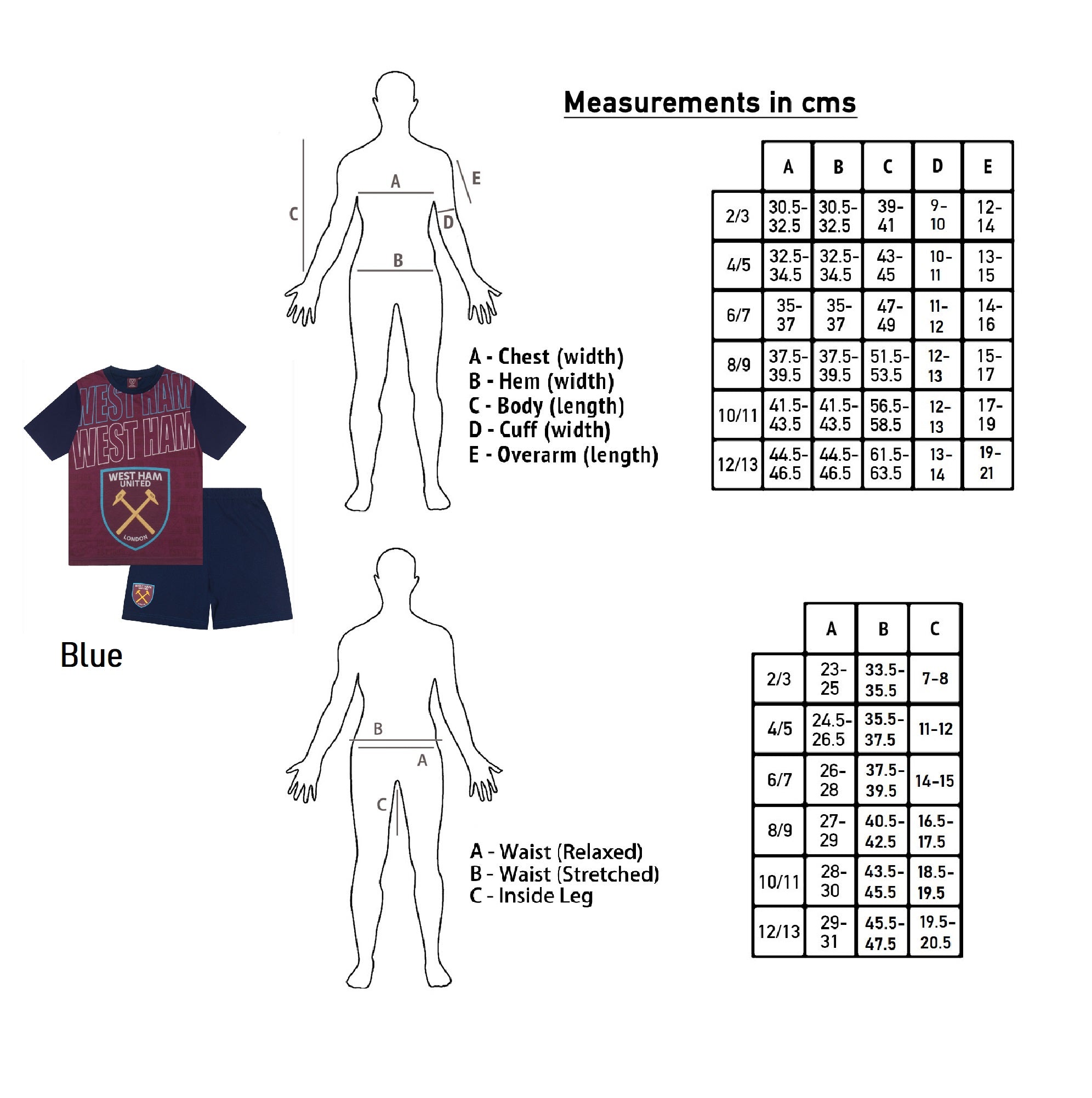 West Ham adults short pyjama set in claret with a short sleeve t-shirt & graphic. Shorts with logo to the left leg.