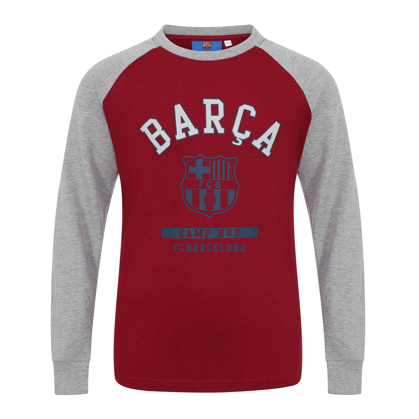 FC Barcelona kids long sleeve T-shirt in red with large club crest print on the front