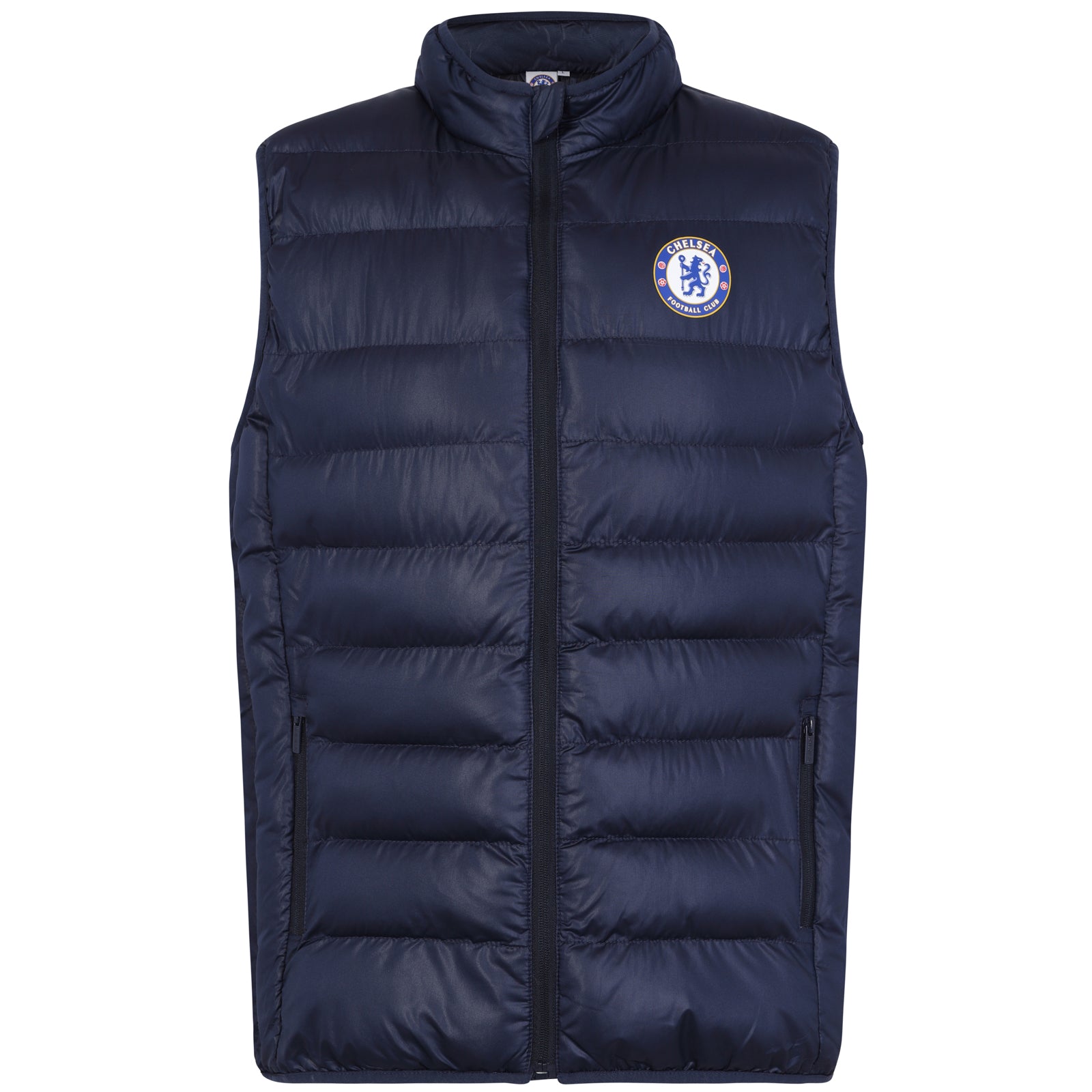 Chelsea adults gilet in black with club crest to chest.