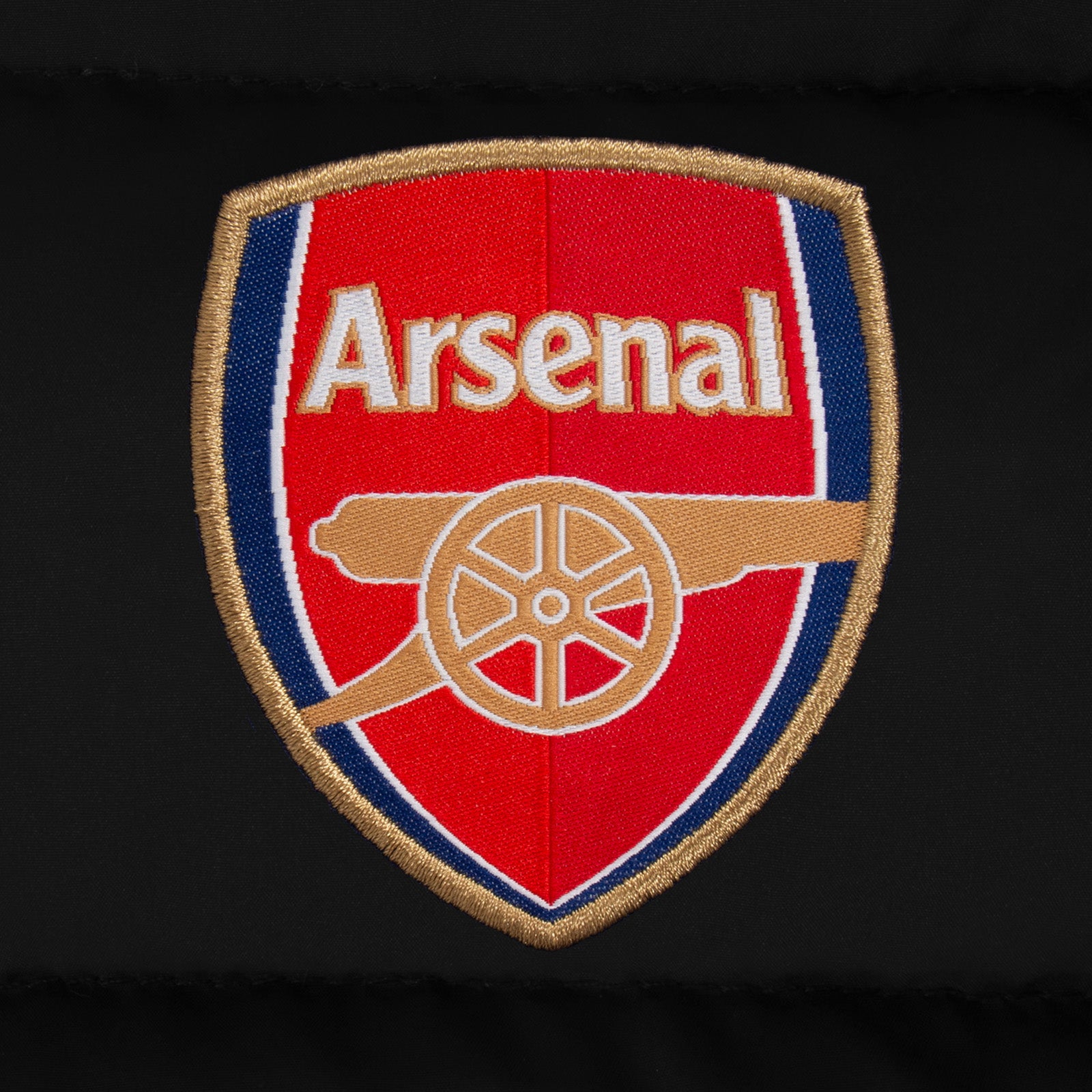 Arsenal adults gilet in black with club crest to chest.