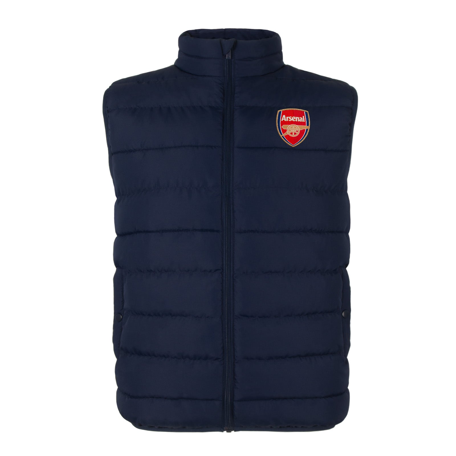 Arsenal kids gilet in navy blue with club crest to chest.