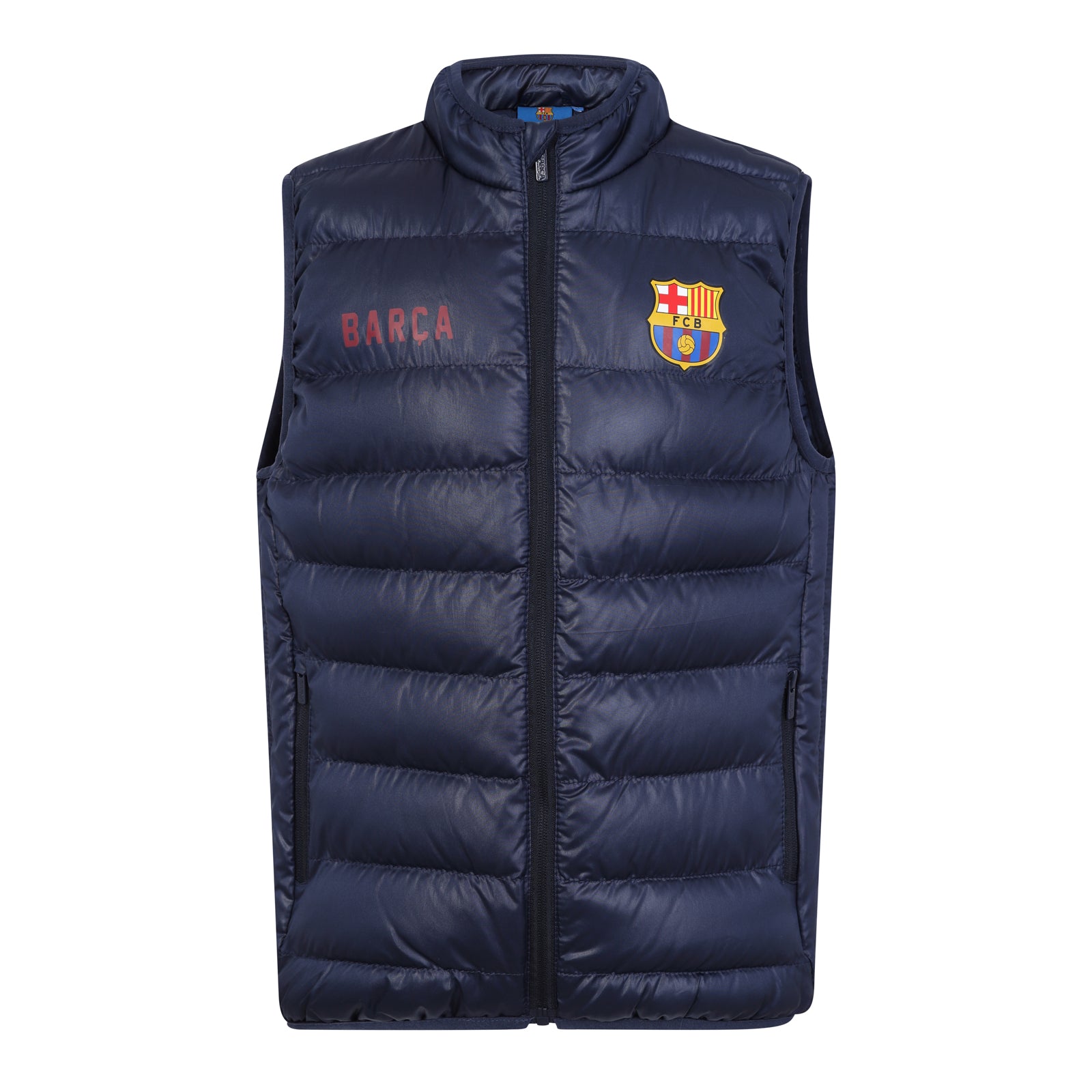 FC Barcelona kids gilet in black with FCB club crest to the left chest.