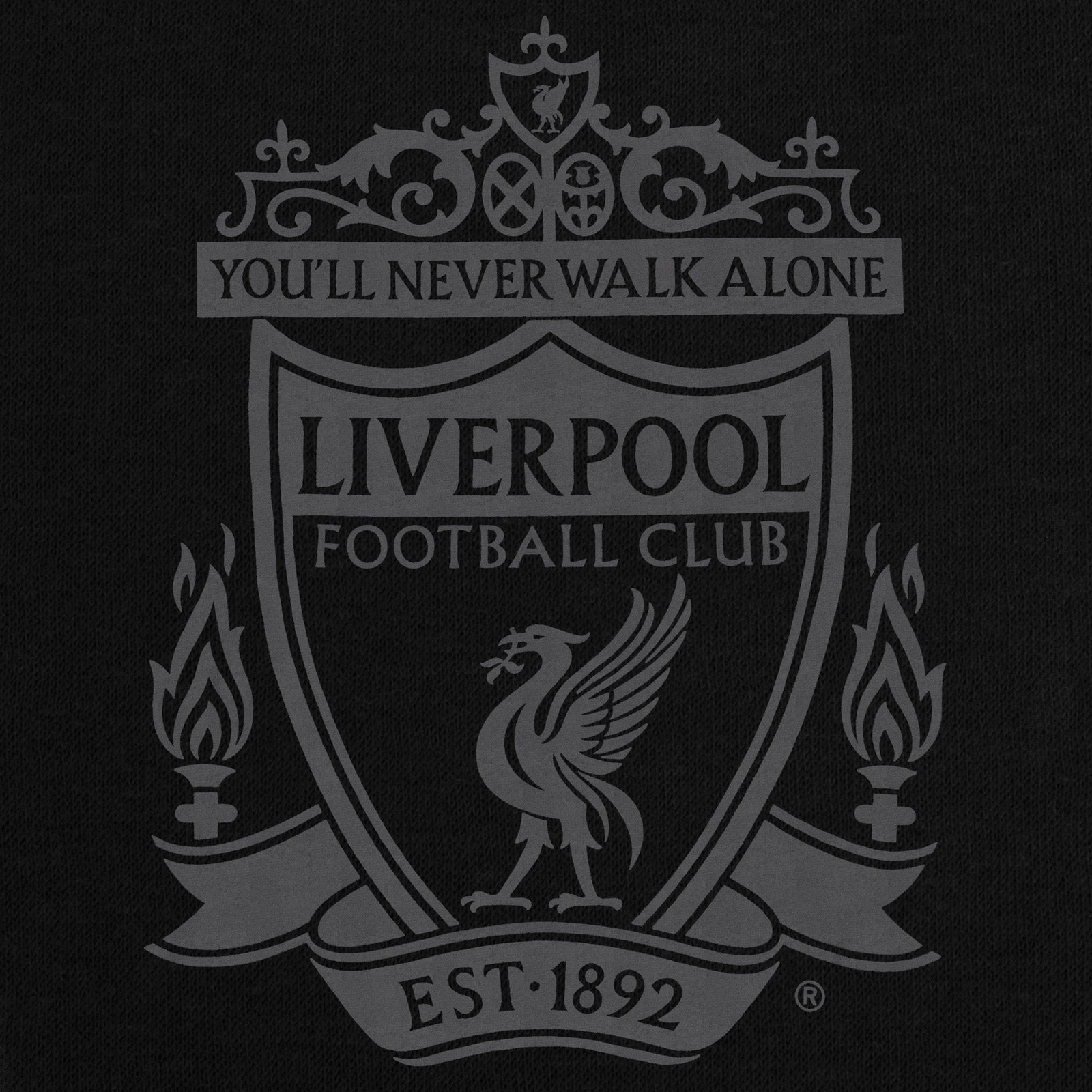 Liverpool adults sweatshirt in black with club crest to chest.