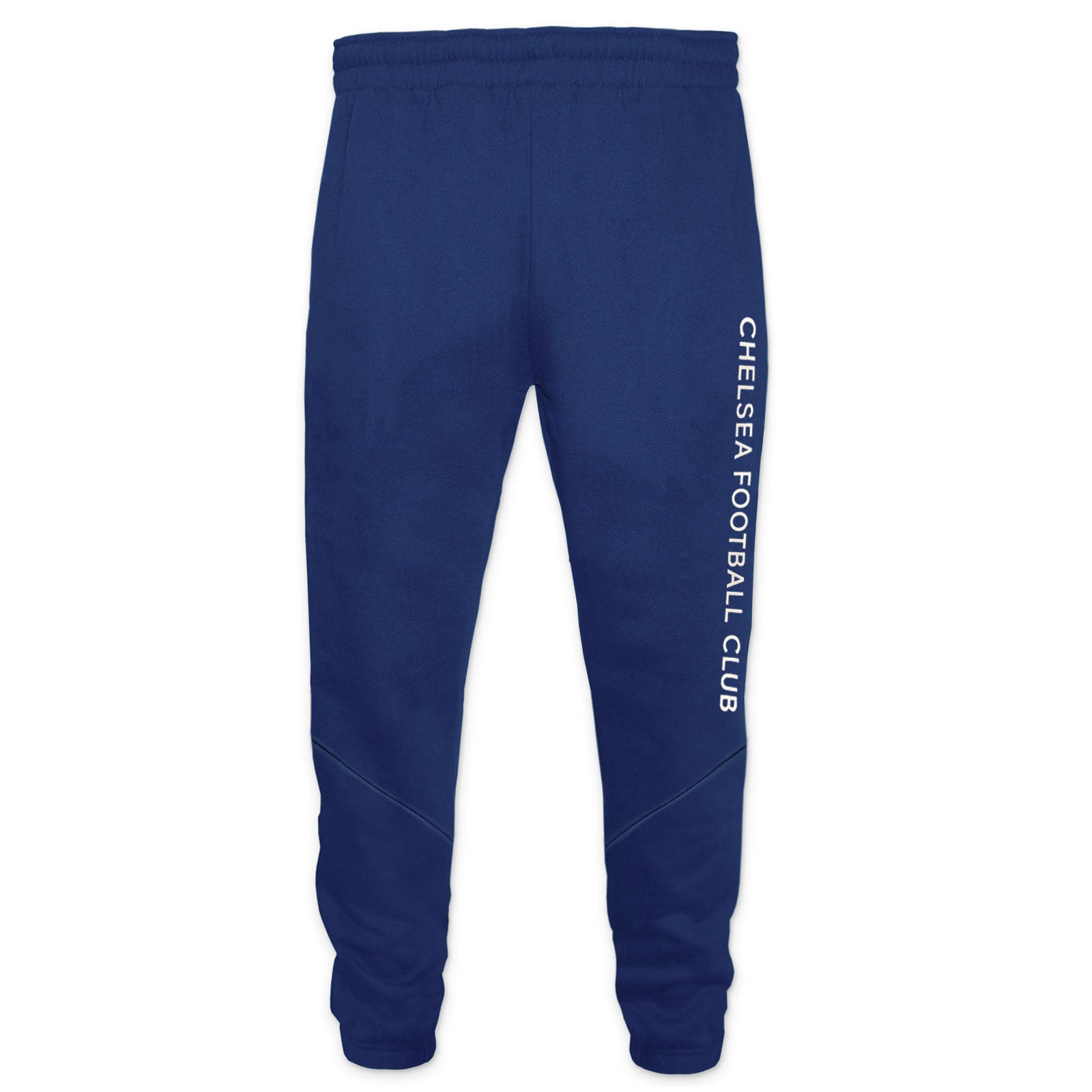 Chelsea kids slim fit track pants in blue with Chelsea 1905 text and club crest on left leg.