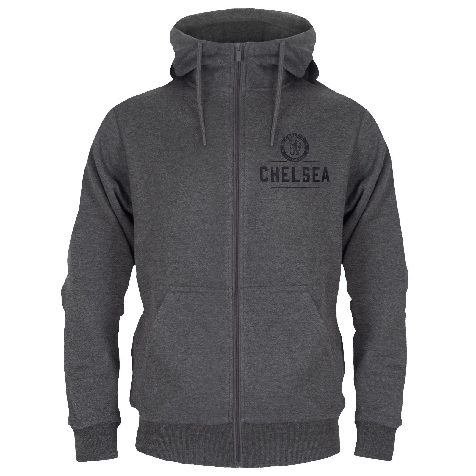 Chelsea adults zip hoodie in grey with club crest and Chelsea 1905 text on the left chest.