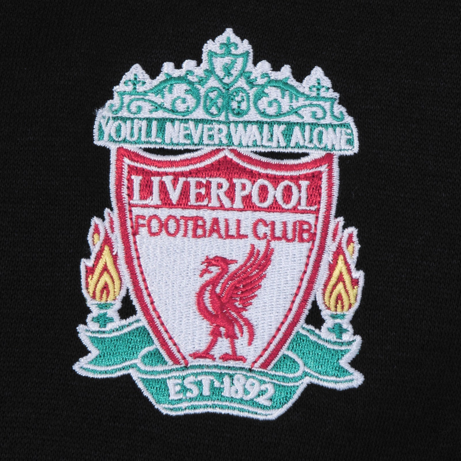 Liverpool kids zip hoodie in black with club crest on the left chest.