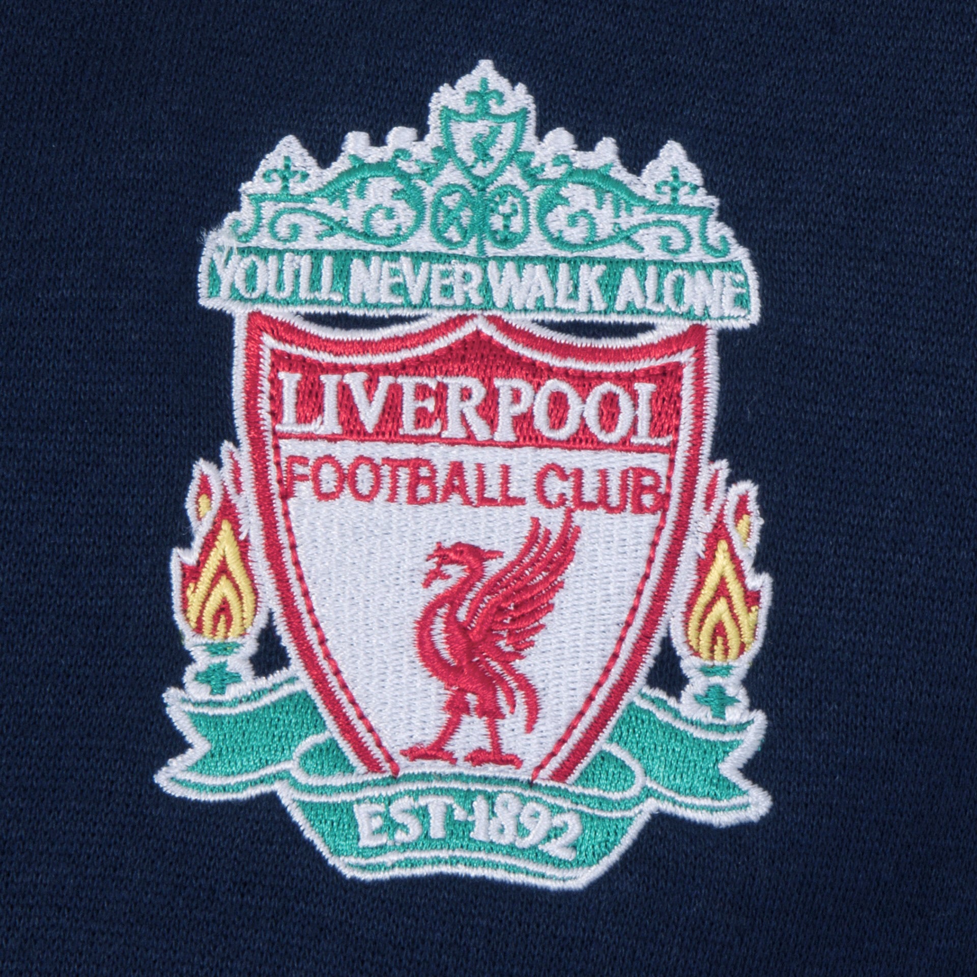 Liverpool kids zip hoodie in navy with club crest on the left chest.