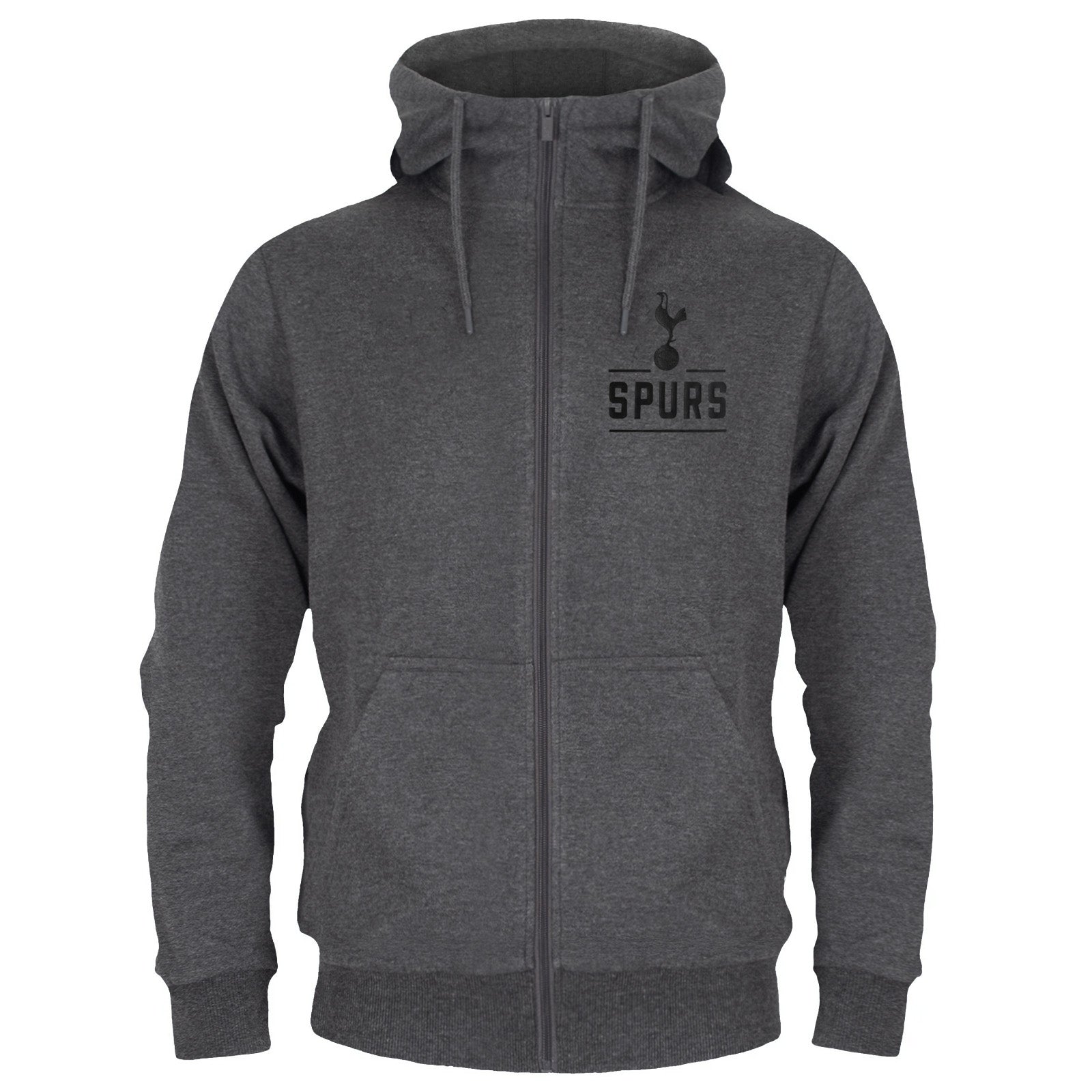 Spurs adults zip hoodie in grey with club crest on the left chest.