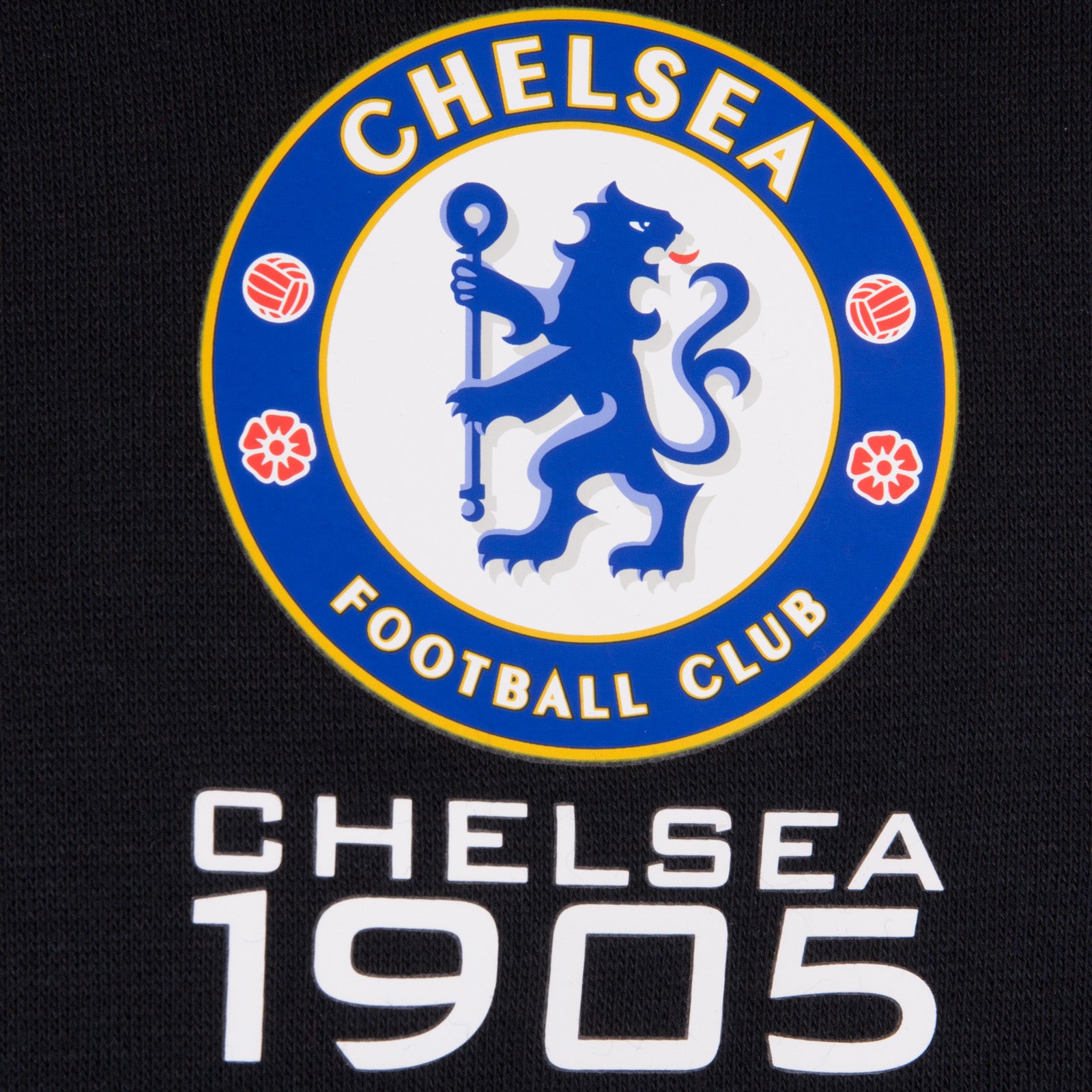 Chelsea kids zip hoodie in black with club crest and Chelsea 1905 text on the left chest.