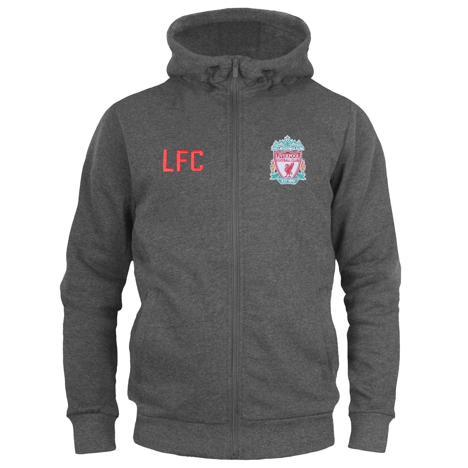 Liverpool kids zip hoodie in navy with club crest on the left chest.