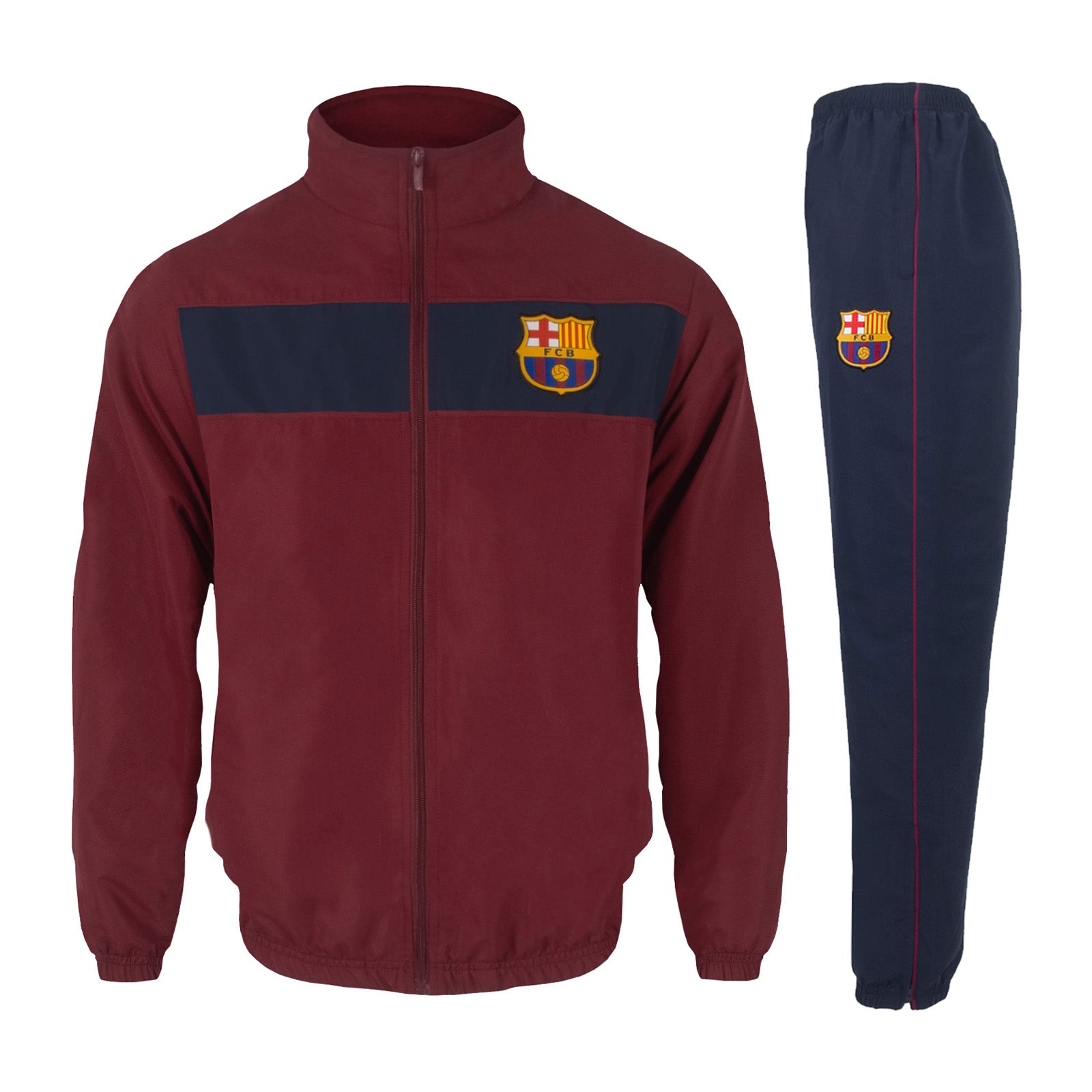 FC Barcelona adults tracksuit in navy blue with club crest to chest and left thigh