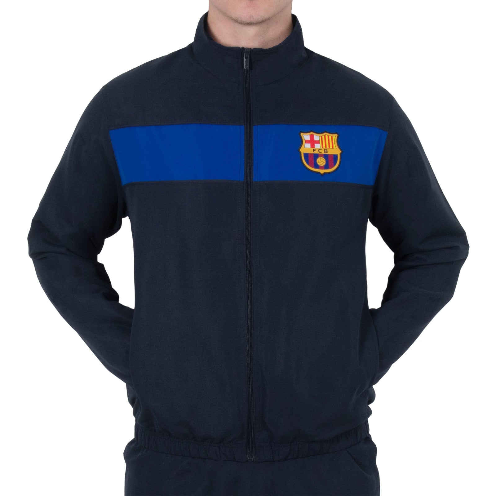 FC Barcelona adults tracksuit in reflex blue with club crest to chest and left thigh