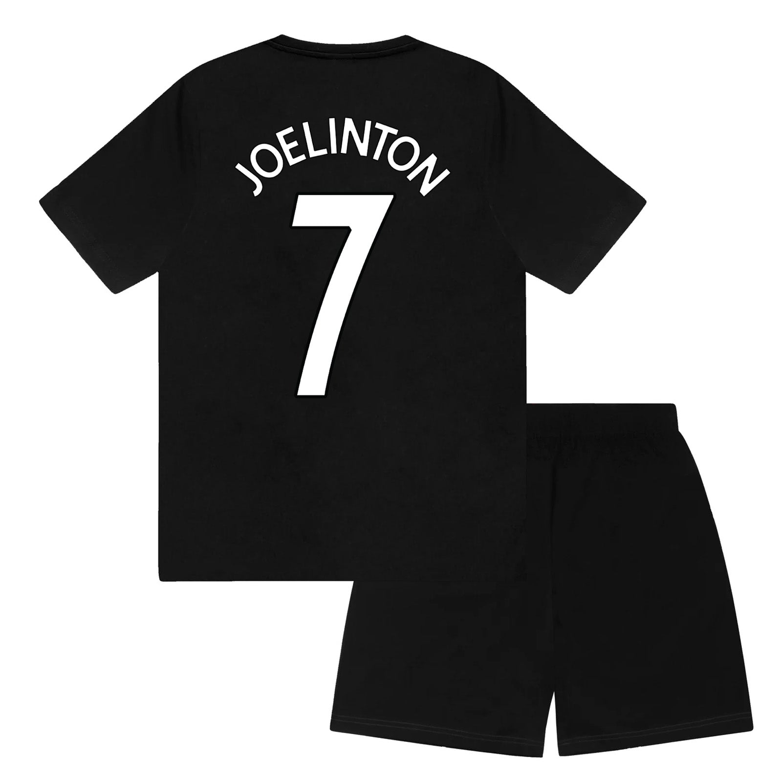 Newcastle Utd kids pyjamas in black & white. Short sleeve top with graphic and shorts with crest to the left leg