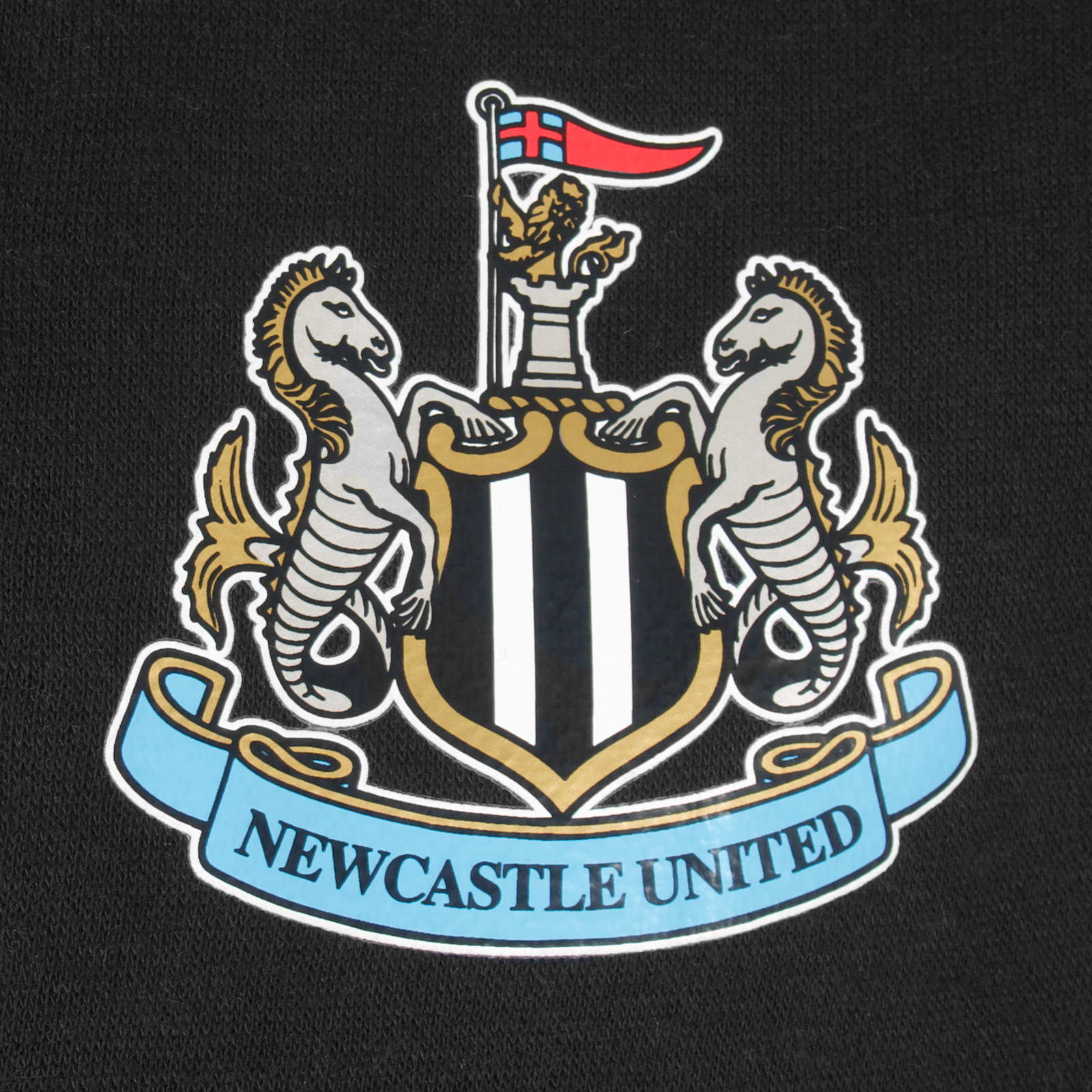 Newcastle United adults zip hoodie in black with club crest on the left chest.