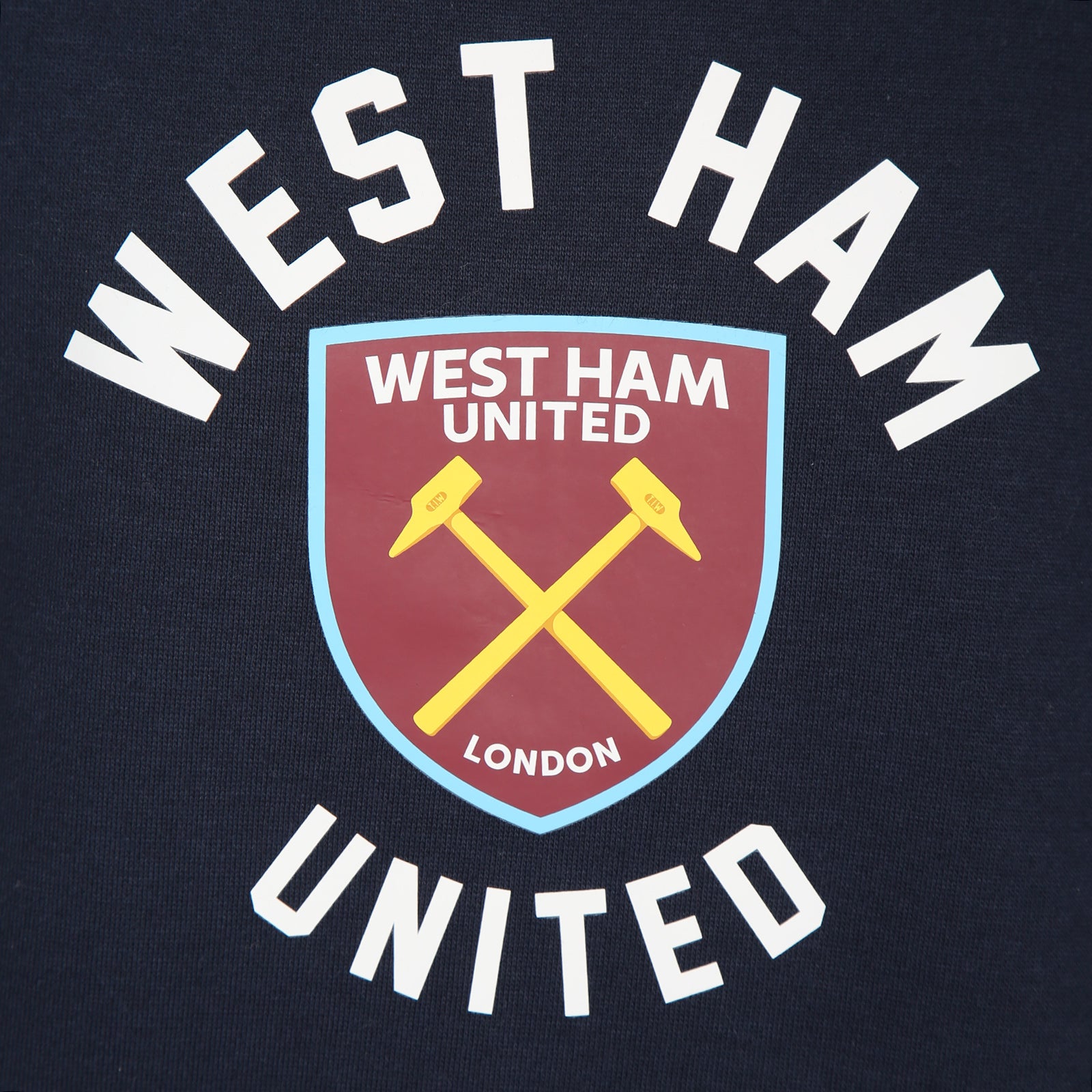 West Ham adults zip hoodie in black with club crest & text print to front.