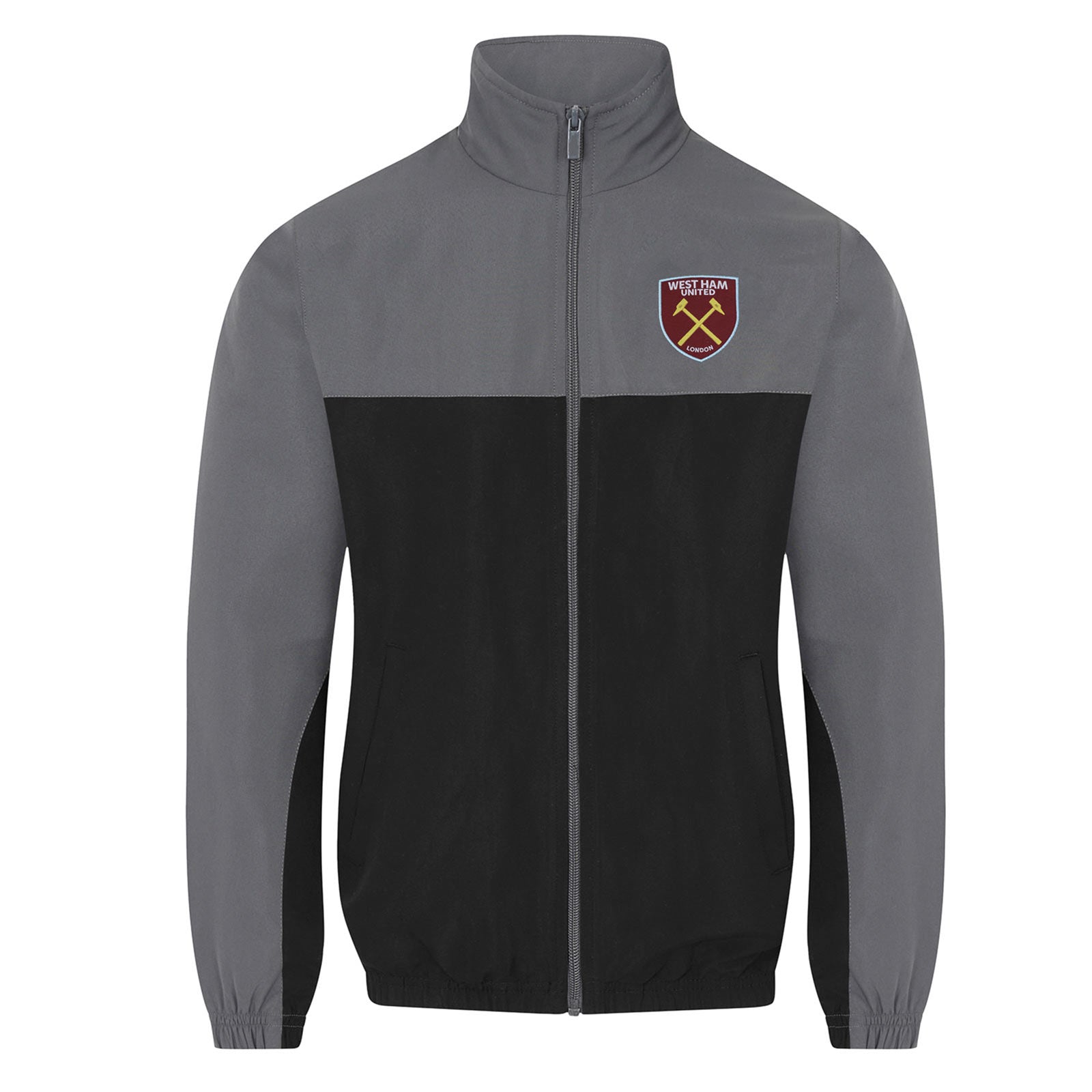 West Ham kids tracksuit in grey with club crest to chest and left thigh