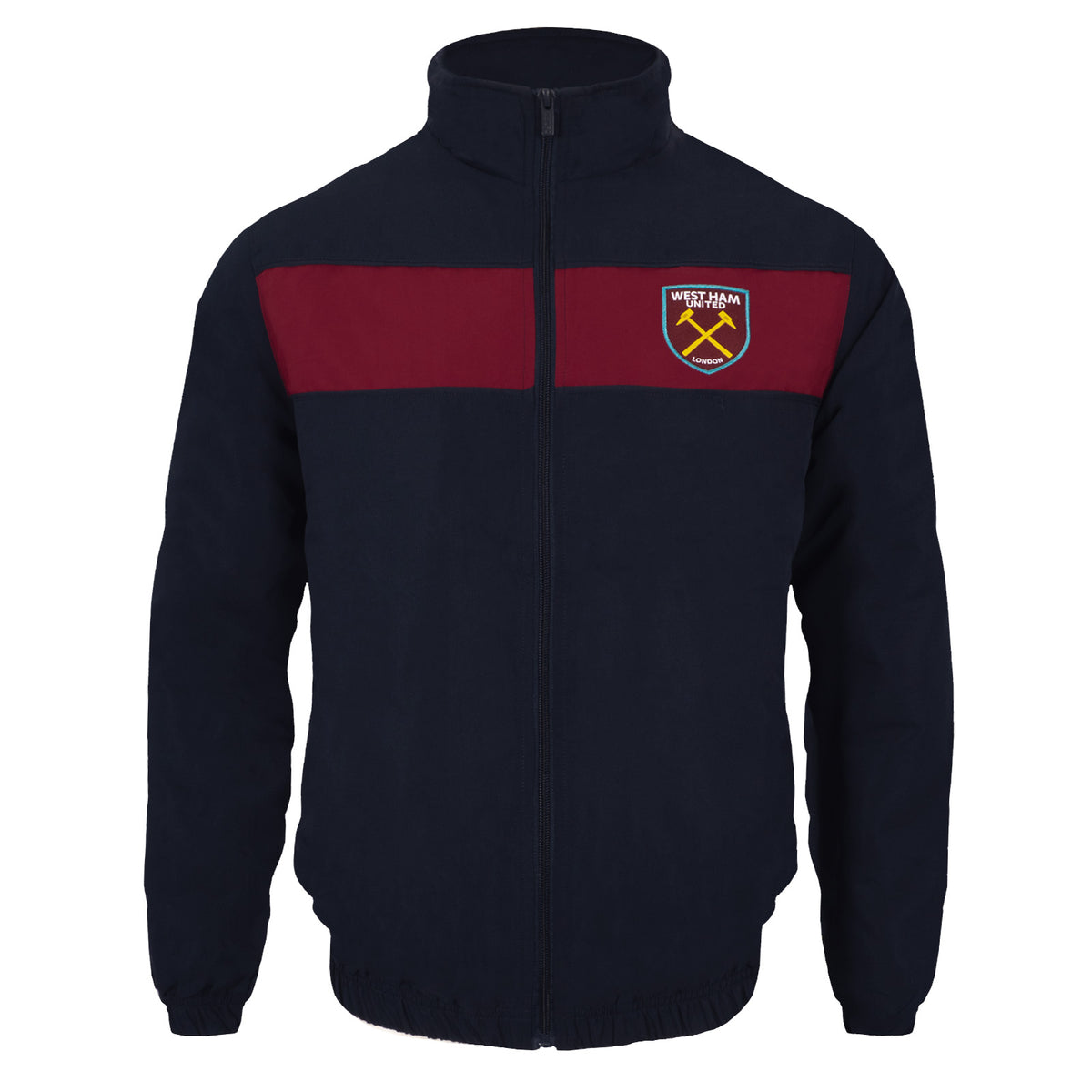 West Ham adults tracksuit in navy blue with club crest to chest and left thigh