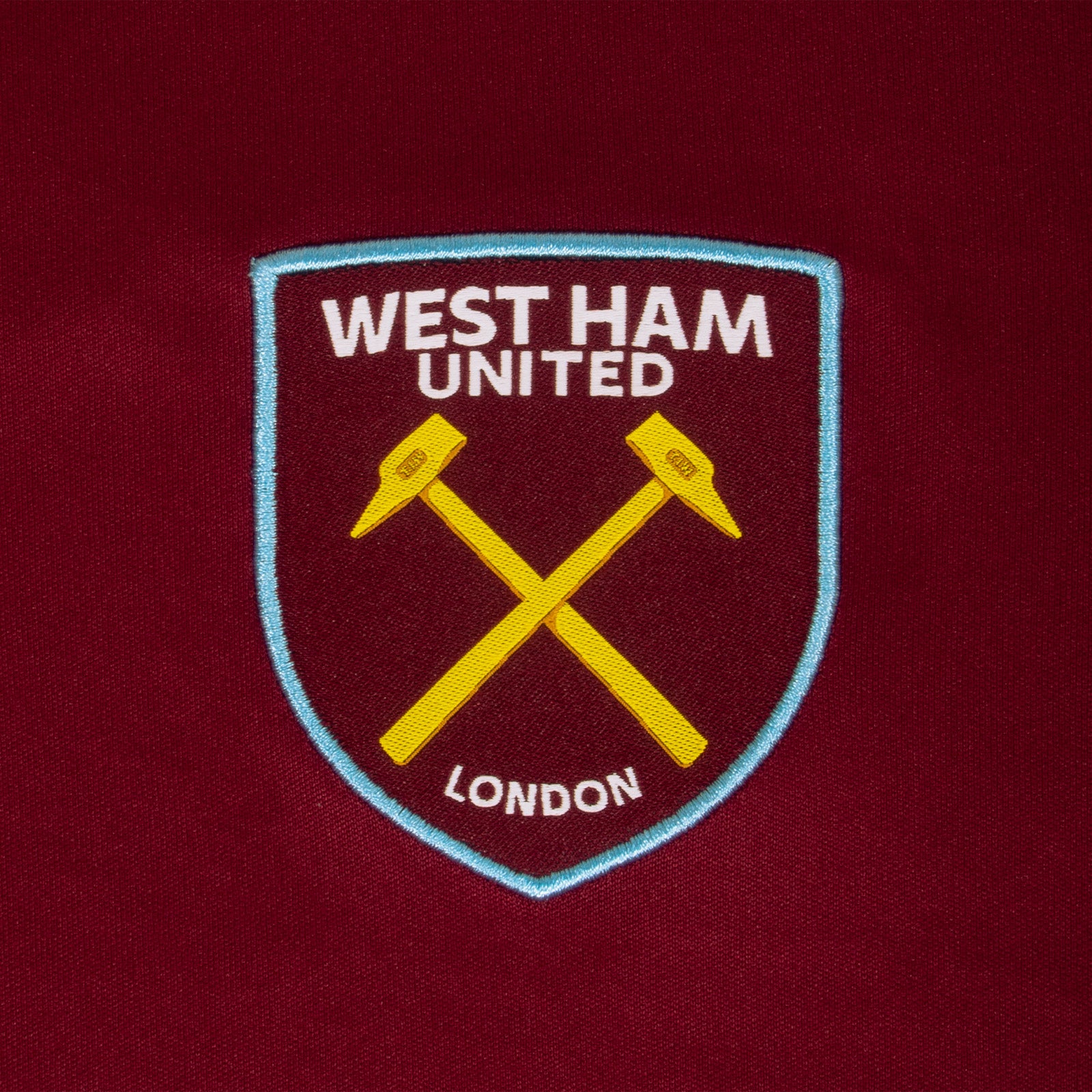 West Ham adults poly T-shirt in claret with club crest to chest