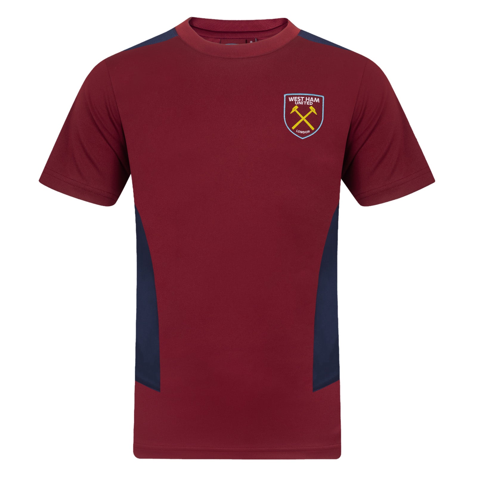 West Ham adults poly T-shirt in claret with club crest to chest