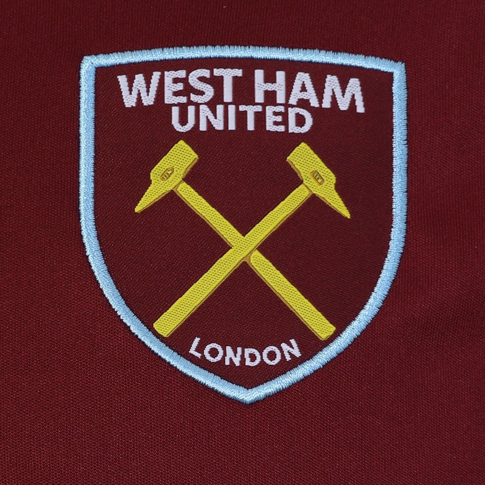 West Ham adults poly T-shirt in claret with club crest to chest