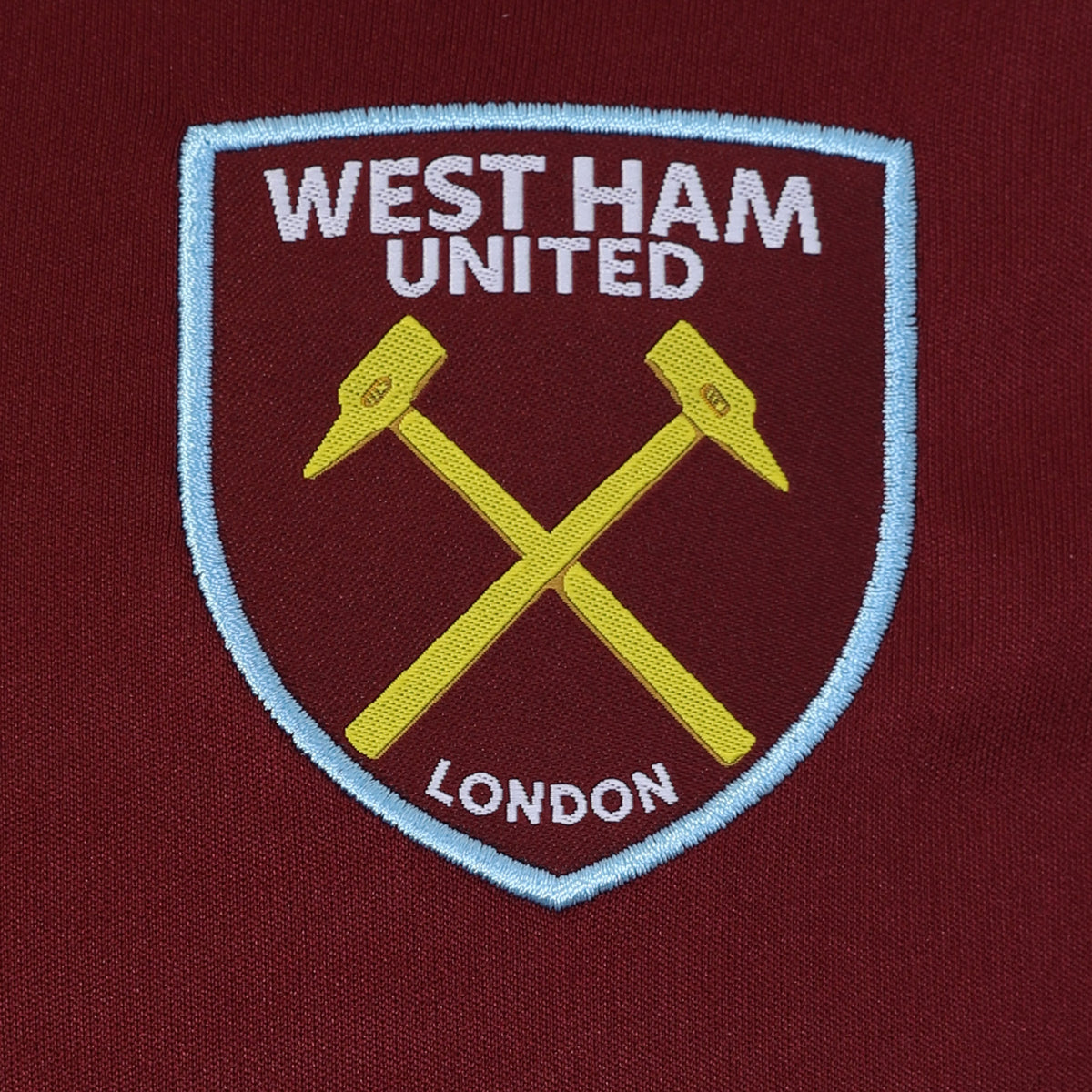 West Ham adults poly T-shirt in claret with club crest to chest