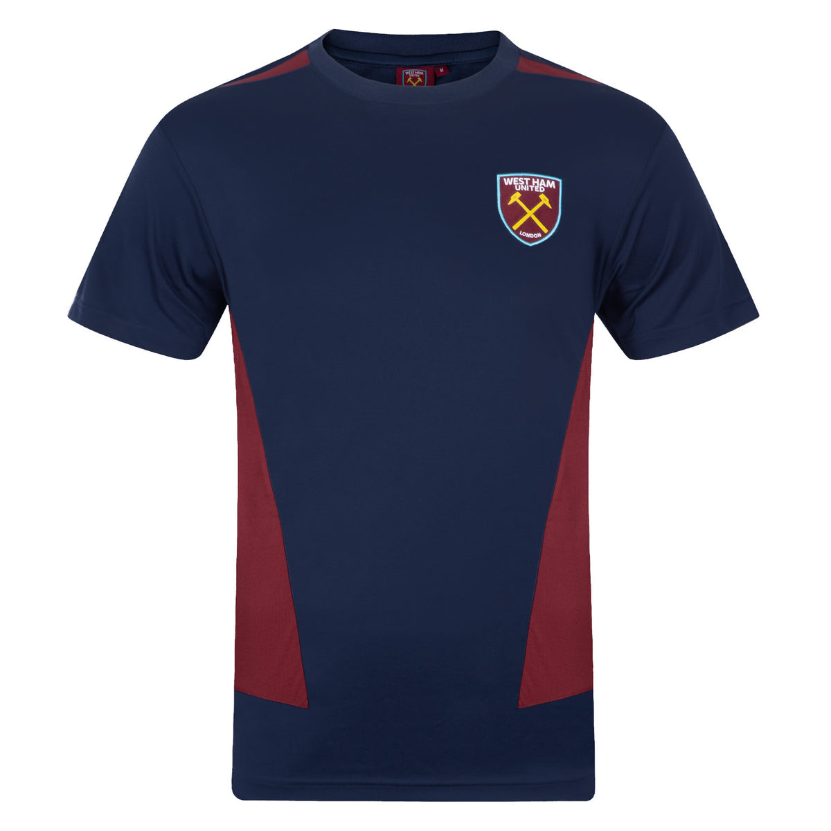 West Ham adults poly T-shirt in black marl with club crest to chest