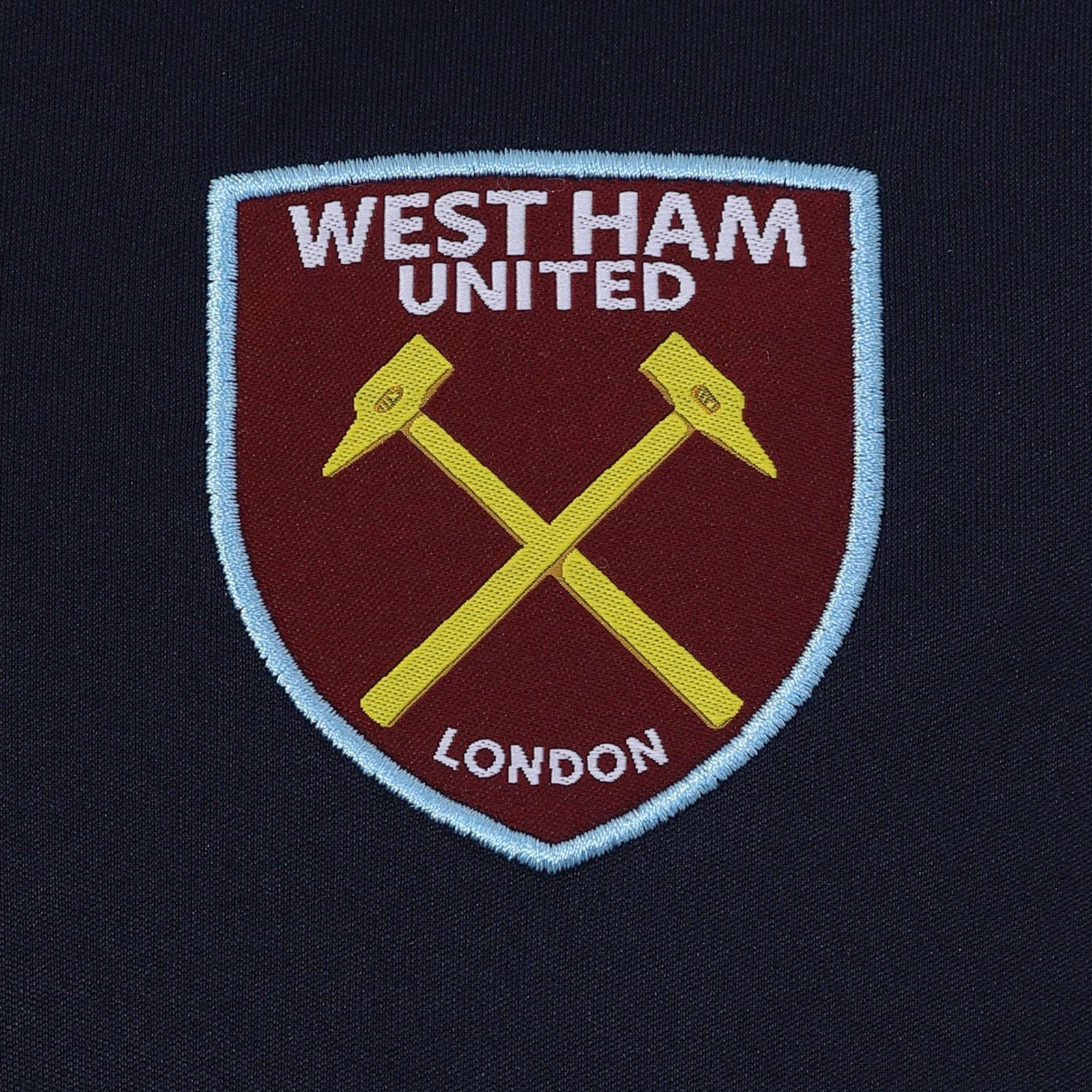 West Ham adults poly T-shirt in navy blue with club crest to chest