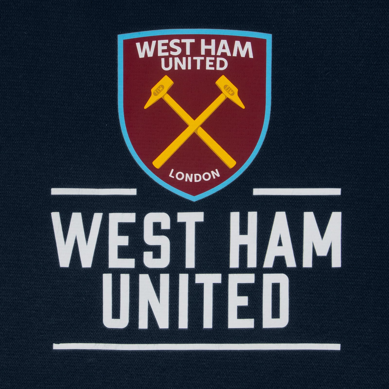 West Ham adults zip hoodie in navy with club crest to front.