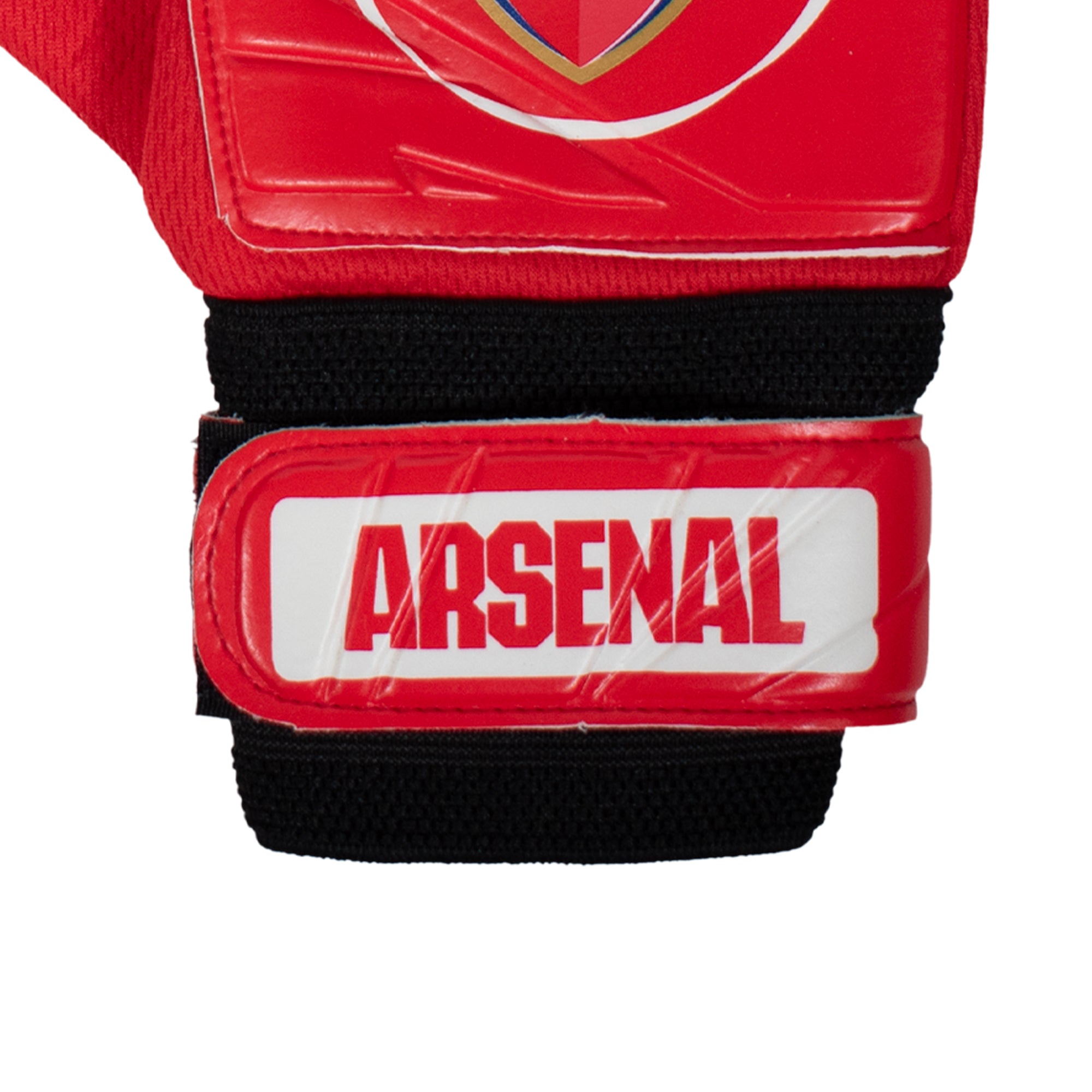 Arsenal red goalkeeper gloves with AFC crest & text print to each glove.