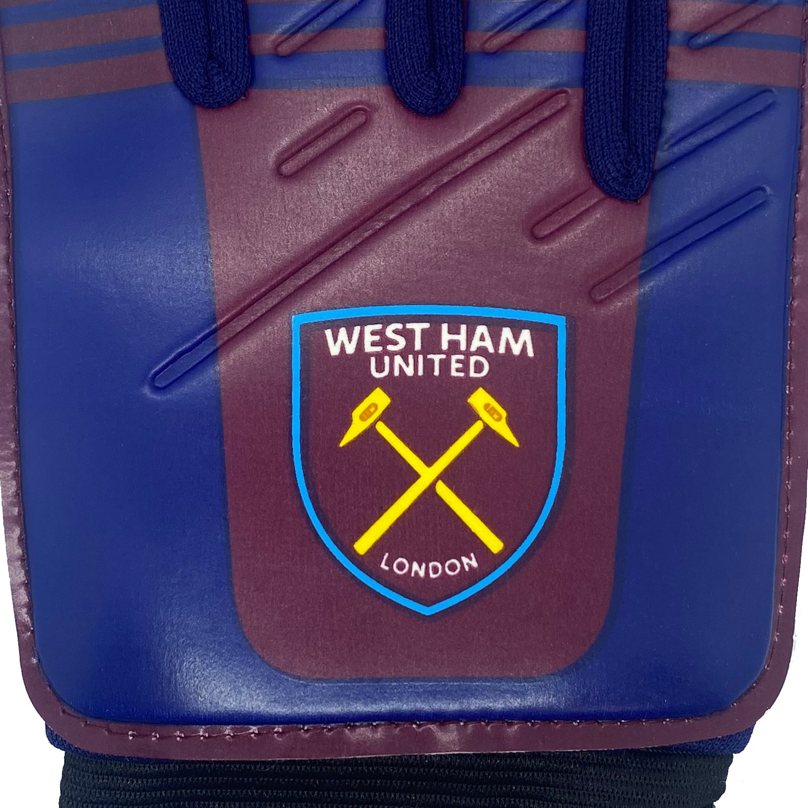 West Ham goalkeeper gloves. navy & claret gloves with WHUFC crest & text print to each glove