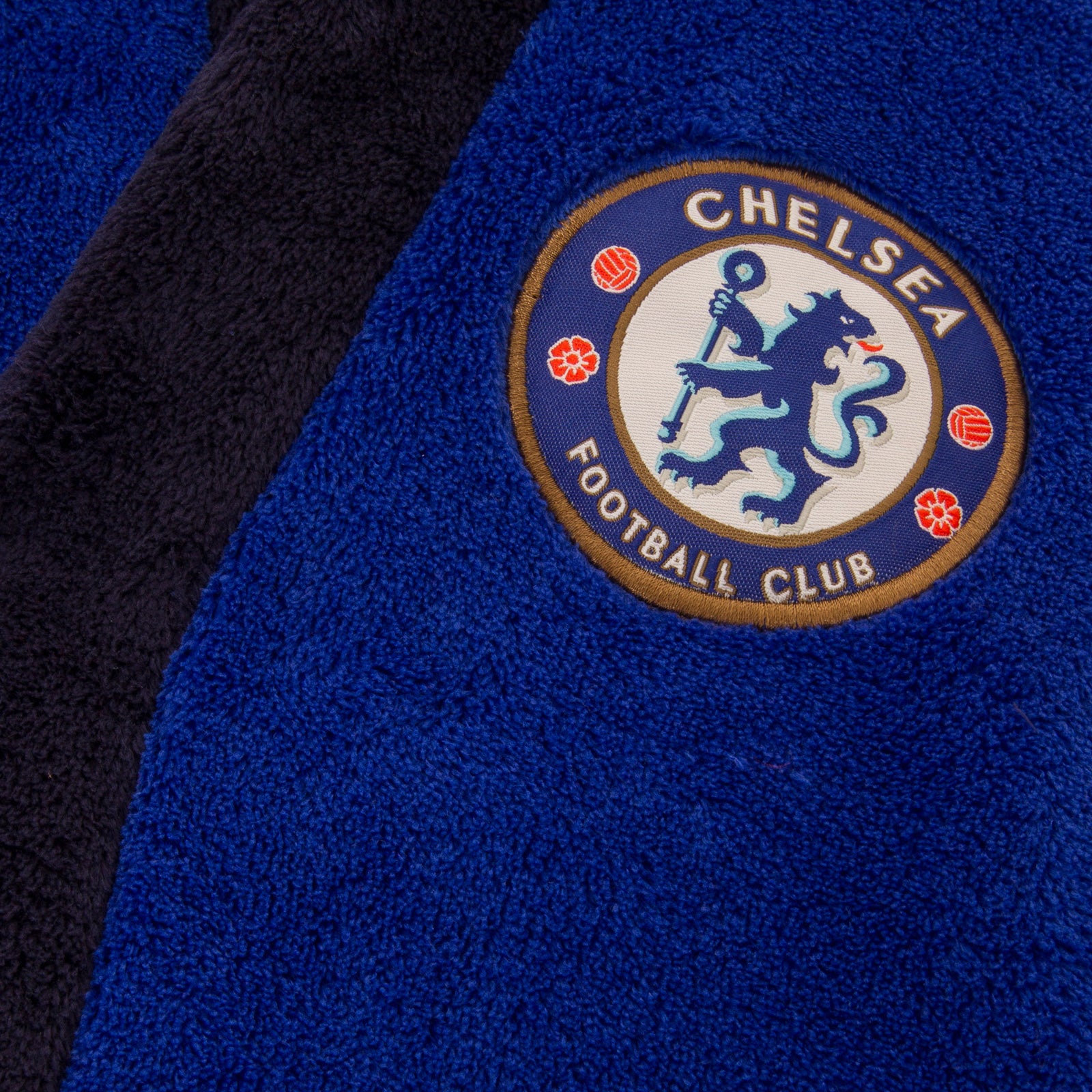 Chelsea kids dressing gown in royal blue with crest