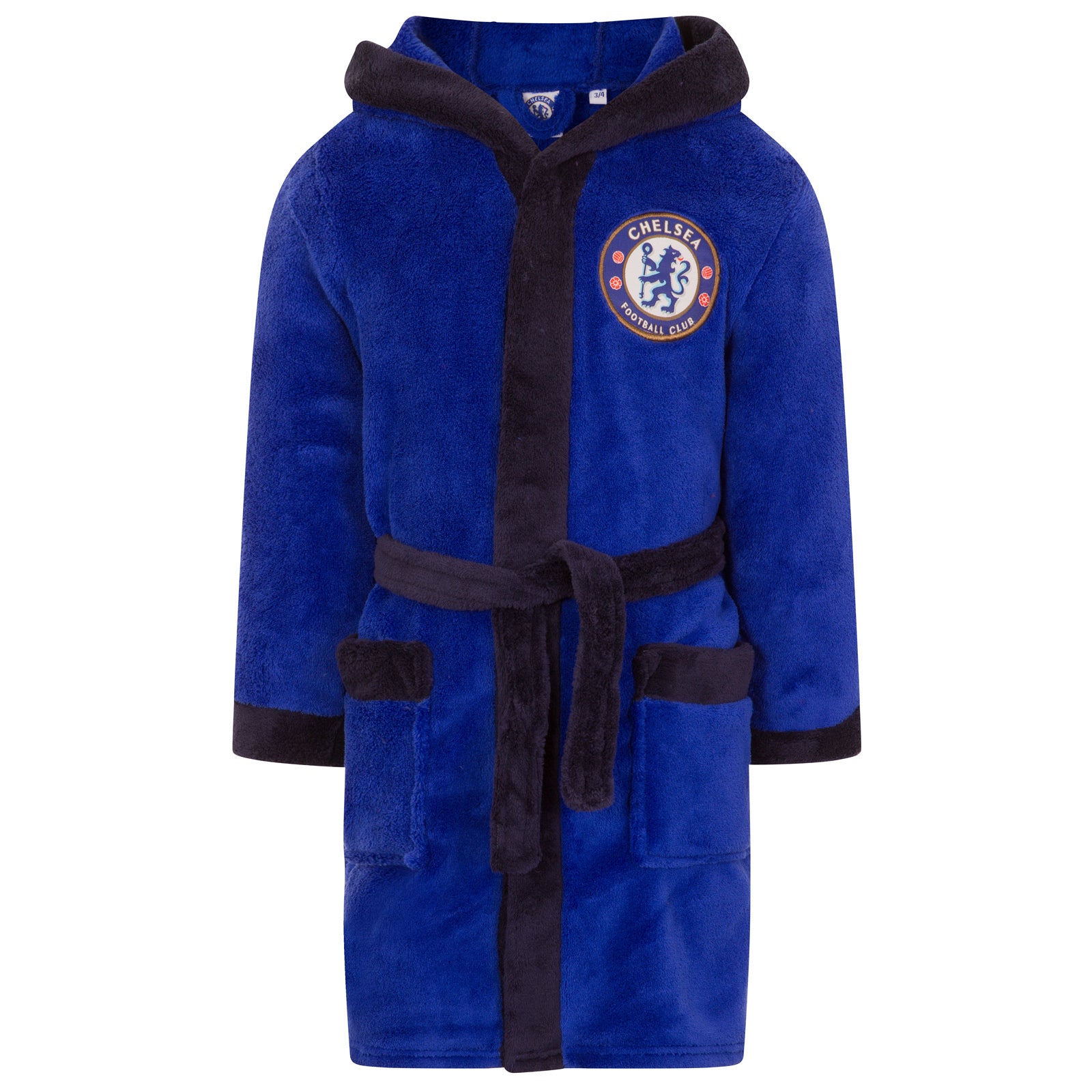 Chelsea kids dressing gown in royal blue with crest