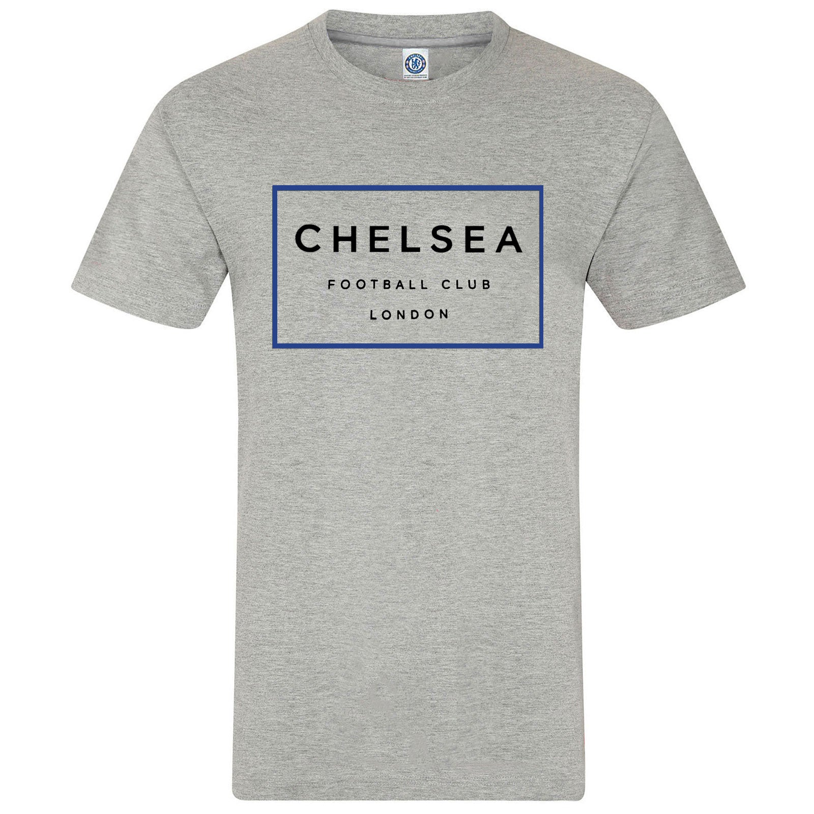 Chelsea kids T-shirt in grey with large club crest print to front and small crest print to sleeve.